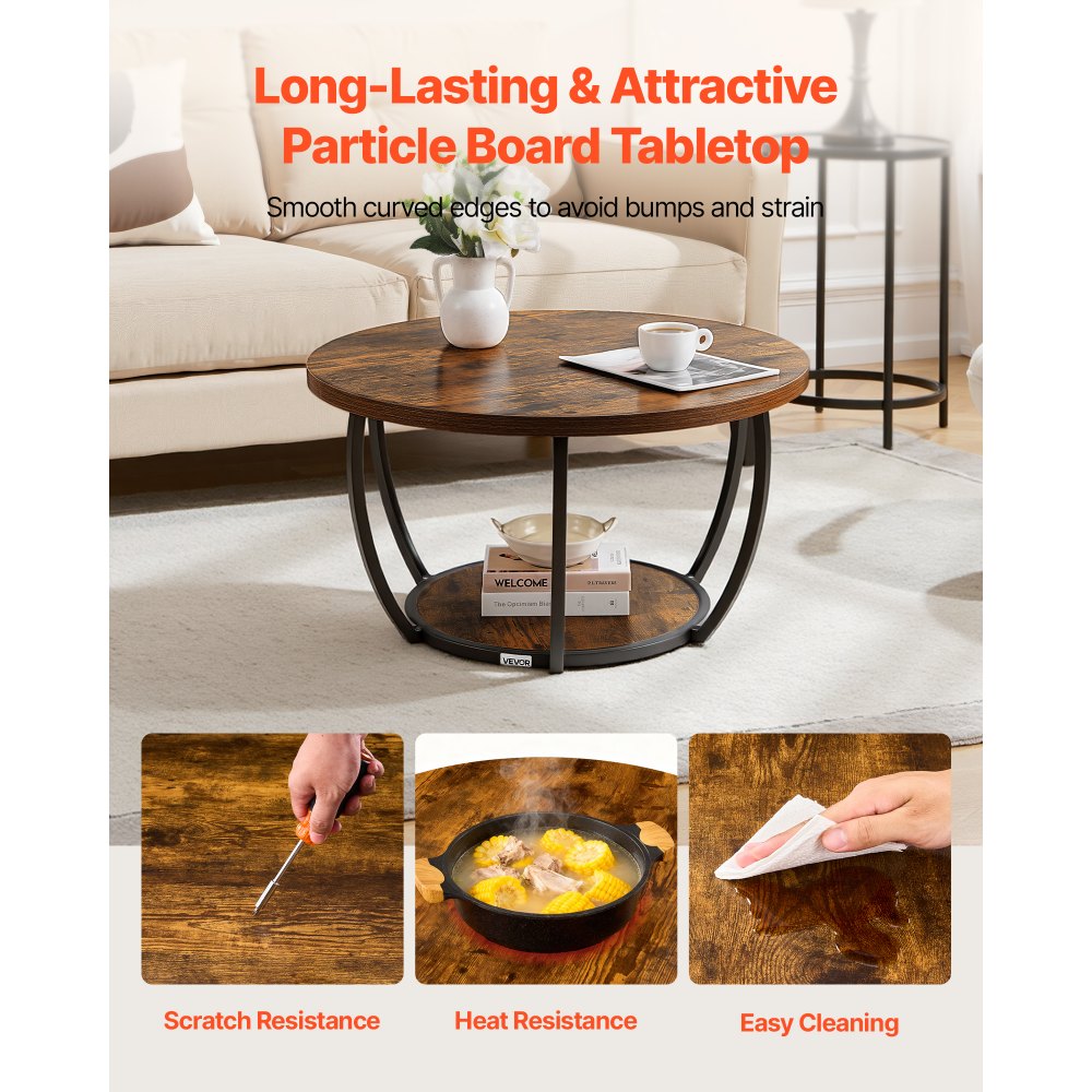Τραπεζάκι Σαλονιού VEVOR, Μοντέρνο Στρογγυλό Τραπεζάκι Σαλονιού, 2 Επίπεδα Ξύλινο Κυκλικό Κεντρικό Γραφείο με Ανοιχτό Χώρο Αποθήκευσης, Μινιμαλιστικό Ανθεκτικό Μεταλλικό Πλαίσιο με Έξτρα Γραφείο για Σαλόνι, Γραφείο, Εύκολη Συναρμολόγηση, Ρουστίκ Καφέ Τραπεζάκι Σαλονιού VEVOR, Μοντέρνο Στρογγυλό Τραπεζάκι Σαλονιού, 2 Επίπεδα Ξύλινο Κυκλικό Κεντρικό Γραφείο με Ανοιχτό Χώρο Αποθήκευσης, Μινιμαλιστικό Ανθεκτικό Μεταλλικό Πλαίσιο με Έξτρα Γραφείο για Σαλόνι, Γραφείο, Εύκολη Συναρμολόγηση, Ρουστίκ Καφέ