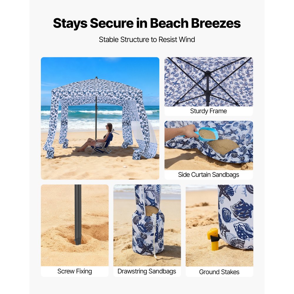 VEVOR Καμπάνα Παραλίας, Σκηνή Παραλίας 1,83 x 1,83 μ. με Πλευρικό Τοίχωμα, Προστασία UPF 50+, Εύκολη Εγκατάσταση Σκηνής Καμπάνα με Θήκες Άμμου, Μεγάλη Φορητή Σκίαση Εξωτερικού Χώρου, Ομπρέλα Ηλίου για Όλη την Οικογένεια και Φίλους VEVOR Καμπάνα Παραλίας, Σκηνή Παραλίας 1,83 x 1,83 μ. με Πλευρικό Τοίχωμα, Προστασία UPF 50+, Εύκολη Εγκατάσταση Σκηνής Καμπάνα με Θήκες Άμμου, Μεγάλη Φορητή Σκίαση Εξωτερικού Χώρου, Ομπρέλα Ηλίου για Όλη την Οικογένεια και Φίλους