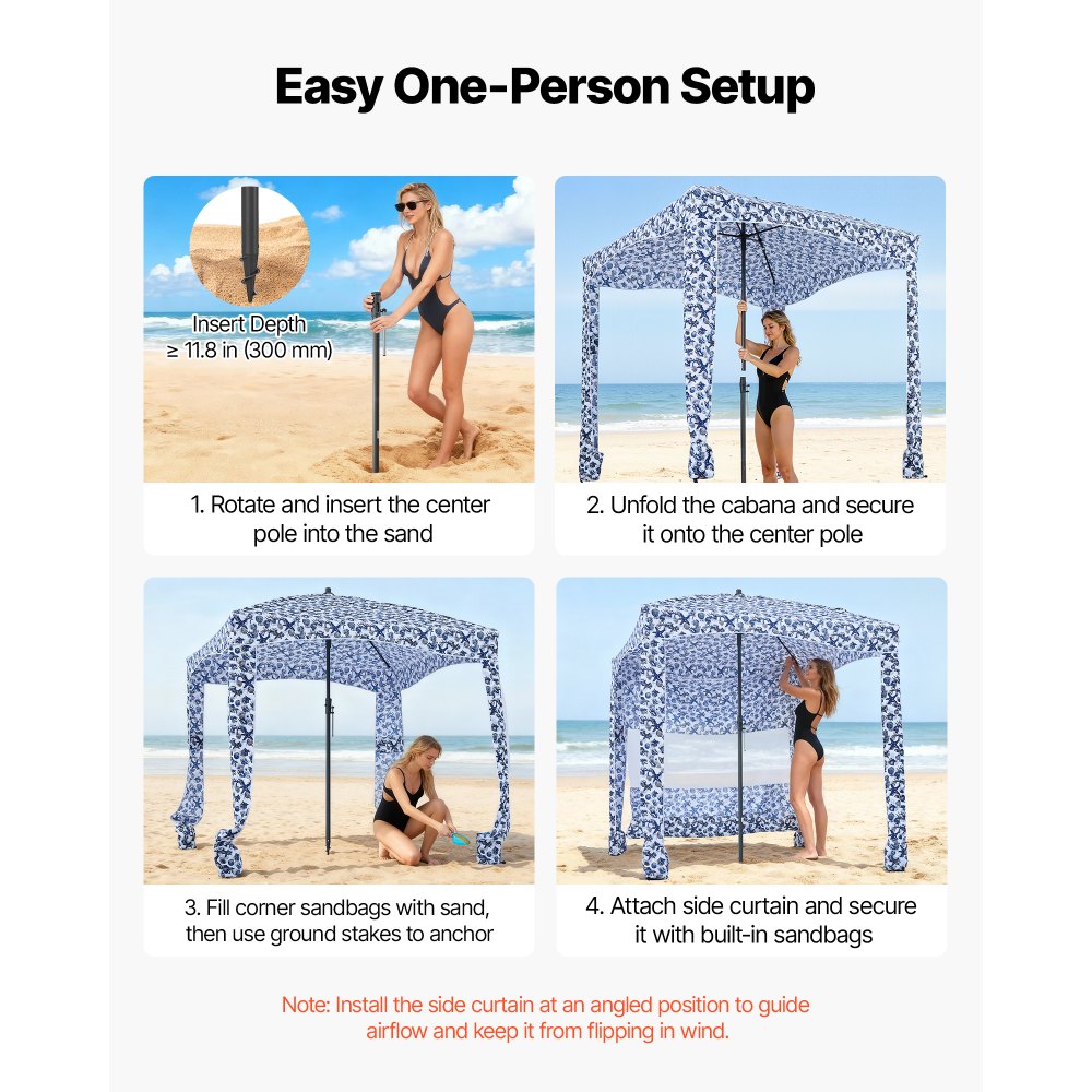 VEVOR Καμπάνα Παραλίας, Σκηνή Παραλίας 1,83 x 1,83 μ. με Πλευρικό Τοίχωμα, Προστασία UPF 50+, Εύκολη Εγκατάσταση Σκηνής Καμπάνα με Θήκες Άμμου, Μεγάλη Φορητή Σκίαση Εξωτερικού Χώρου, Ομπρέλα Ηλίου για Όλη την Οικογένεια και Φίλους VEVOR Καμπάνα Παραλίας, Σκηνή Παραλίας 1,83 x 1,83 μ. με Πλευρικό Τοίχωμα, Προστασία UPF 50+, Εύκολη Εγκατάσταση Σκηνής Καμπάνα με Θήκες Άμμου, Μεγάλη Φορητή Σκίαση Εξωτερικού Χώρου, Ομπρέλα Ηλίου για Όλη την Οικογένεια και Φίλους
