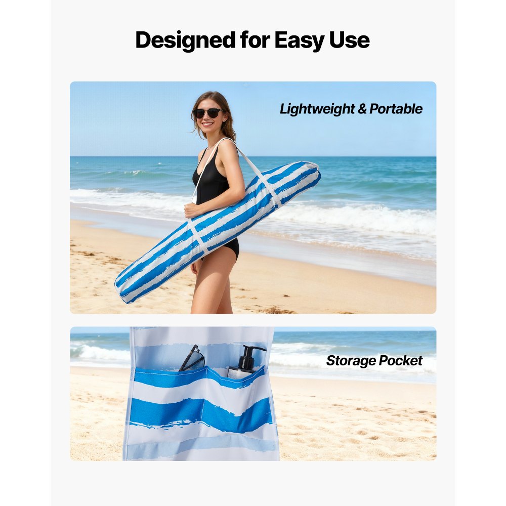 VEVOR Καμπάνα Παραλίας, Σκηνή Παραλίας 1,83 x 1,83 μ. με Πλευρικό Τοίχωμα, Προστασία UPF 50+, Εύκολη Εγκατάσταση Σκηνής Καμπάνα με Θήκες Άμμου, Φορητή Ομπρέλα Σκίασης για Όλη την Οικογένεια & Φίλους, Μπλε Ρίγες VEVOR Καμπάνα Παραλίας, Σκηνή Παραλίας 1,83 x 1,83 μ. με Πλευρικό Τοίχωμα, Προστασία UPF 50+, Εύκολη Εγκατάσταση Σκηνής Καμπάνα με Θήκες Άμμου, Φορητή Ομπρέλα Σκίασης για Όλη την Οικογένεια & Φίλους, Μπλε Ρίγες