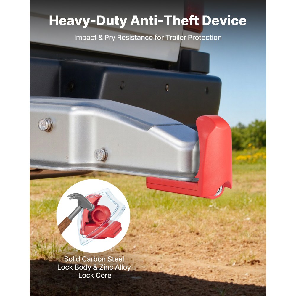 Κλείδωμα ρυμούλκησης VEVOR, Κατάλληλο για ζεύκτες 46 mm, 50,8 mm, 58,7 mm, Αντικλεπτική κλειδαριά ρυμούλκησης βαρέως τύπου με 3 κλειδιά, Ανθεκτικό σε ανοίγματα και κρούσεις, Κατάλληλο για τροχόσπιτα, σκάφη, ρυμουλκούμενα, Κόκκινο Κλείδωμα ρυμούλκησης VEVOR, Κατάλληλο για ζεύκτες 46 mm, 50,8 mm, 58,7 mm, Αντικλεπτική κλειδαριά ρυμούλκησης βαρέως τύπου με 3 κλειδιά, Ανθεκτικό σε ανοίγματα και κρούσεις, Κατάλληλο για τροχόσπιτα, σκάφη, ρυμουλκούμενα, Κόκκινο