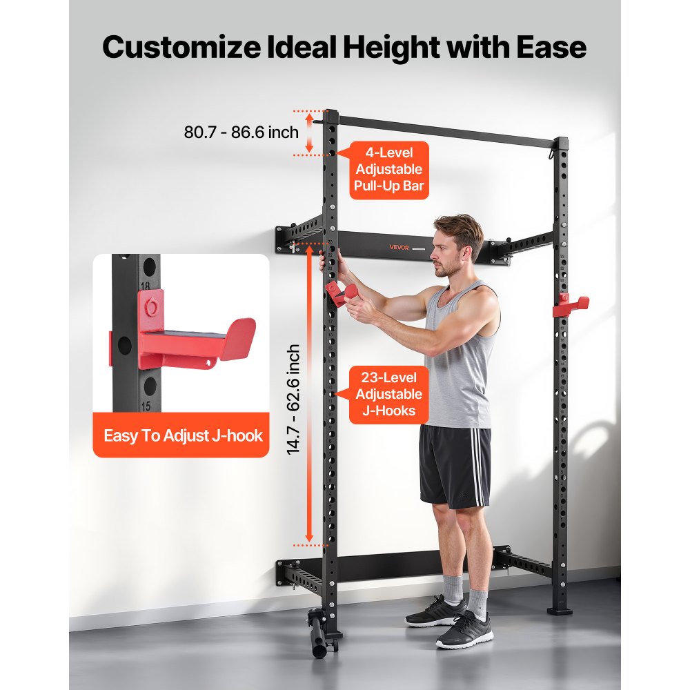 Πτυσσόμενο Power Cage VEVOR, Επιτοίχια βάση καθισμάτων Power Rack, Πολυλειτουργικός εξοπλισμός προπόνησης ενδυνάμωσης με βάση ναρκών, ρυθμιζόμενα J-Hooks και μπάρα έλξης για γυμναστήριο στο σπίτι, χωρητικότητα 545 κιλών Πτυσσόμενο Power Cage VEVOR, Επιτοίχια βάση καθισμάτων Power Rack, Πολυλειτουργικός εξοπλισμός προπόνησης ενδυνάμωσης με βάση ναρκών, ρυθμιζόμενα J-Hooks και μπάρα έλξης για γυμναστήριο στο σπίτι, χωρητικότητα 545 κιλών