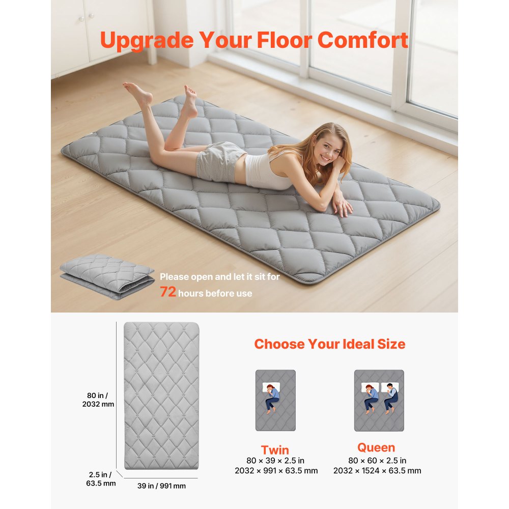 Ιαπωνικό στρώμα τατάμι VEVOR, Πτυσσόμενο ιαπωνικό στρώμα τατάμι διπλού μεγέθους, Στρώμα φουτόν με τσάντα αποθήκευσης και κούμπωμα, Πατάκι δαπέδου 9 στρώσεων για ύπνο, κοιτώνα, διαλογισμό, γιόγκα, 2032 x 991 x 63,5 mm, γκρι Ιαπωνικό στρώμα τατάμι VEVOR, Πτυσσόμενο ιαπωνικό στρώμα τατάμι διπλού μεγέθους, Στρώμα φουτόν με τσάντα αποθήκευσης και κούμπωμα, Πατάκι δαπέδου 9 στρώσεων για ύπνο, κοιτώνα, διαλογισμό, γιόγκα, 2032 x 991 x 63,5 mm, γκρι