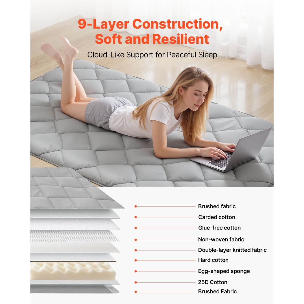 Ιαπωνικό στρώμα τατάμι VEVOR, Πτυσσόμενο ιαπωνικό στρώμα τατάμι διπλού μεγέθους, Στρώμα φουτόν με τσάντα αποθήκευσης και κούμπωμα, Πατάκι δαπέδου 9 στρώσεων για ύπνο, κοιτώνα, διαλογισμό, γιόγκα, 2032 x 991 x 63,5 mm, γκρι Ιαπωνικό στρώμα τατάμι VEVOR, Πτυσσόμενο ιαπωνικό στρώμα τατάμι διπλού μεγέθους, Στρώμα φουτόν με τσάντα αποθήκευσης και κούμπωμα, Πατάκι δαπέδου 9 στρώσεων για ύπνο, κοιτώνα, διαλογισμό, γιόγκα, 2032 x 991 x 63,5 mm, γκρι