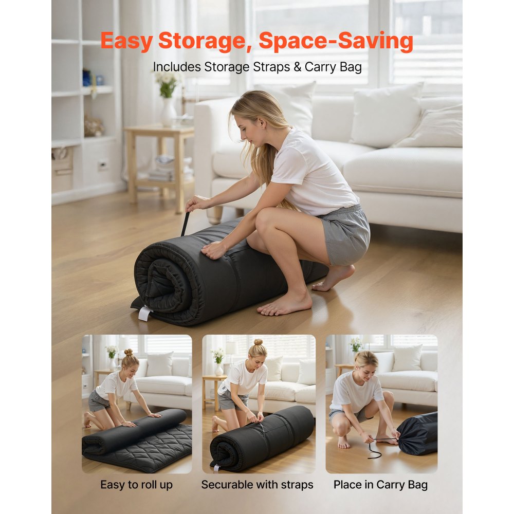 Ιαπωνικό στρώμα τατάμι VEVOR, Πτυσσόμενο στρώμα ιαπωνικού τατάμι πλήρους μεγέθους, Στρώμα φουτόν με τσάντα αποθήκευσης και κούμπωμα, Πατάκι δαπέδου 9 στρώσεων για ύπνο, κοιτώνα, διαλογισμό, γιόγκα, 2032 x 1372 x 89 mm, μαύρο Ιαπωνικό στρώμα τατάμι VEVOR, Πτυσσόμενο στρώμα ιαπωνικού τατάμι πλήρους μεγέθους, Στρώμα φουτόν με τσάντα αποθήκευσης και κούμπωμα, Πατάκι δαπέδου 9 στρώσεων για ύπνο, κοιτώνα, διαλογισμό, γιόγκα, 2032 x 1372 x 89 mm, μαύρο