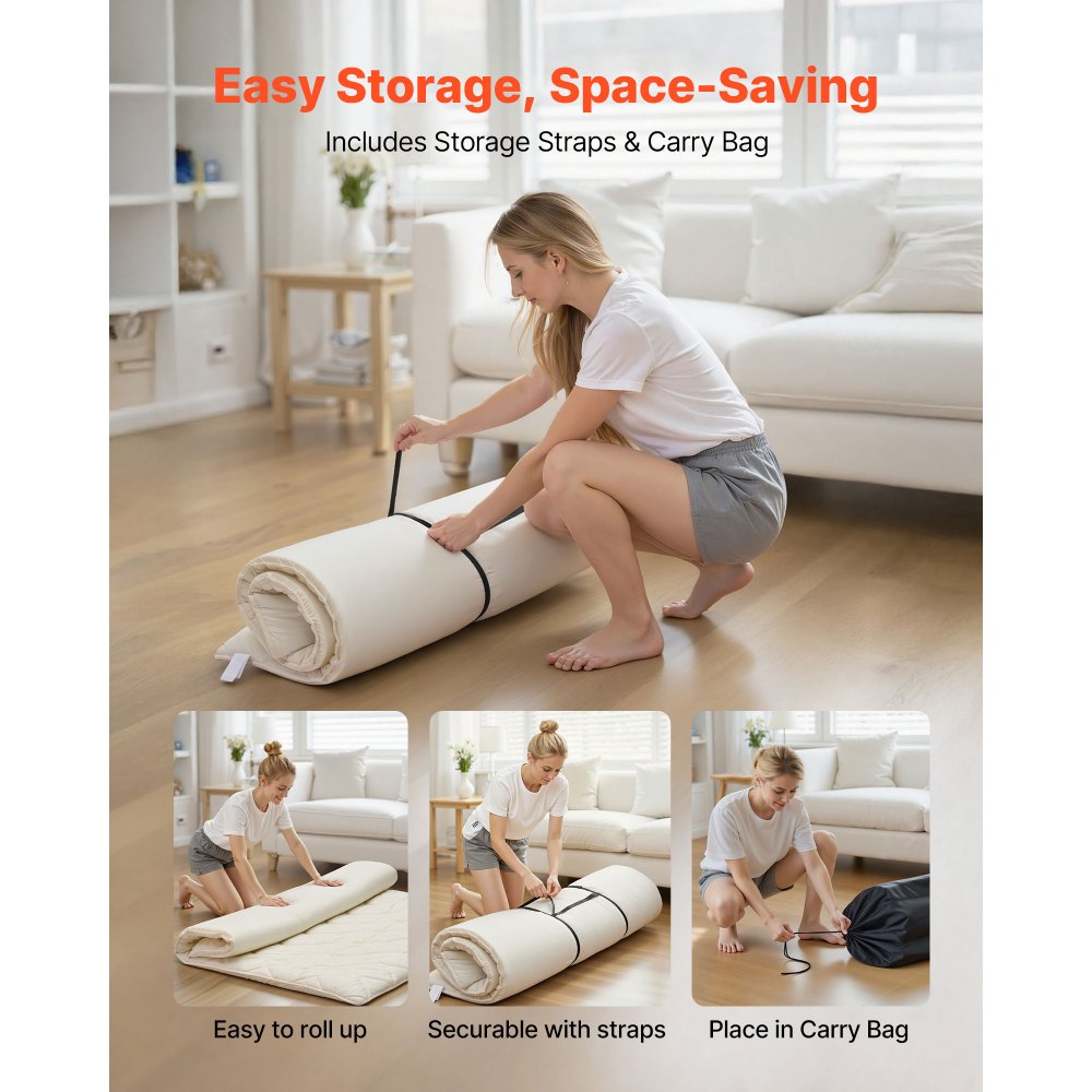 VEVOR Ιαπωνικό Στρώμα Τατάμι, Πτυσσόμενο Ιαπωνικό Στρώμα Τατάμι Queen Size, Στρώμα Φουτόν με Τσάντα Αποθήκευσης & Κούμπωμα, Πατάκι Δαπέδου 9 Επιπέδων για Ύπνο, Φοιτητική Στέγη, Διαλογισμό, Γιόγκα, 2032 x 1524 x 63,5 mm, Λευκό VEVOR Ιαπωνικό Στρώμα Τατάμι, Πτυσσόμενο Ιαπωνικό Στρώμα Τατάμι Queen Size, Στρώμα Φουτόν με Τσάντα Αποθήκευσης & Κούμπωμα, Πατάκι Δαπέδου 9 Επιπέδων για Ύπνο, Φοιτητική Στέγη, Διαλογισμό, Γιόγκα, 2032 x 1524 x 63,5 mm, Λευκό