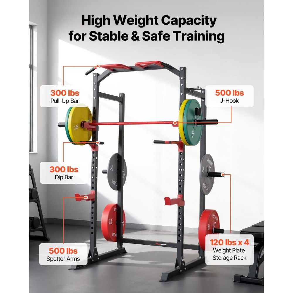 Ράφι ισχύος VEVOR Power Cage, πολυλειτουργική βάση καθισμάτων με μπάρα και ρυθμιζόμενο ύψος, εξοπλισμός προπόνησης ενδυνάμωσης για οικιακό γυμναστήριο με J-Hooks και άλλα εξαρτήματα γυμναστικής για πιέσεις πάγκου και έλξεις Ράφι ισχύος VEVOR Power Cage, πολυλειτουργική βάση καθισμάτων με μπάρα και ρυθμιζόμενο ύψος, εξοπλισμός προπόνησης ενδυνάμωσης για οικιακό γυμναστήριο με J-Hooks και άλλα εξαρτήματα γυμναστικής για πιέσεις πάγκου και έλξεις