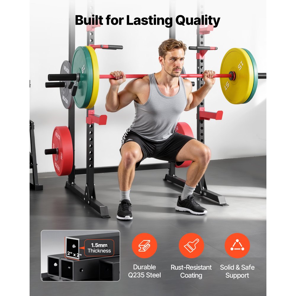 Ράφι ισχύος VEVOR Power Cage, πολυλειτουργική βάση καθισμάτων με μπάρα και ρυθμιζόμενο ύψος, εξοπλισμός προπόνησης ενδυνάμωσης για οικιακό γυμναστήριο με J-Hooks και άλλα εξαρτήματα γυμναστικής για πιέσεις πάγκου και έλξεις Ράφι ισχύος VEVOR Power Cage, πολυλειτουργική βάση καθισμάτων με μπάρα και ρυθμιζόμενο ύψος, εξοπλισμός προπόνησης ενδυνάμωσης για οικιακό γυμναστήριο με J-Hooks και άλλα εξαρτήματα γυμναστικής για πιέσεις πάγκου και έλξεις