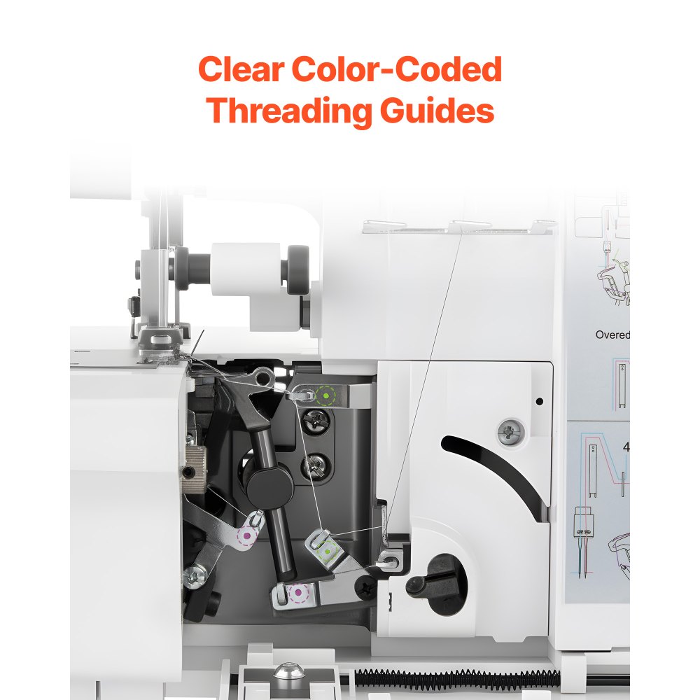 Ραπτομηχανή VEVOR Serger Overlock, 1250 βελονιές ανά λεπτό, δυνατότητα κλωστής 2-3-4, ρυθμιζόμενη διαφορική τροφοδοσία 0,7-2, με ελεύθερο βραχίονα και φως LED, ραπτομηχανή για διάφορα υφάσματα, λευκή Ραπτομηχανή VEVOR Serger Overlock, 1250 βελονιές ανά λεπτό, δυνατότητα κλωστής 2-3-4, ρυθμιζόμενη διαφορική τροφοδοσία 0,7-2, με ελεύθερο βραχίονα και φως LED, ραπτομηχανή για διάφορα υφάσματα, λευκή