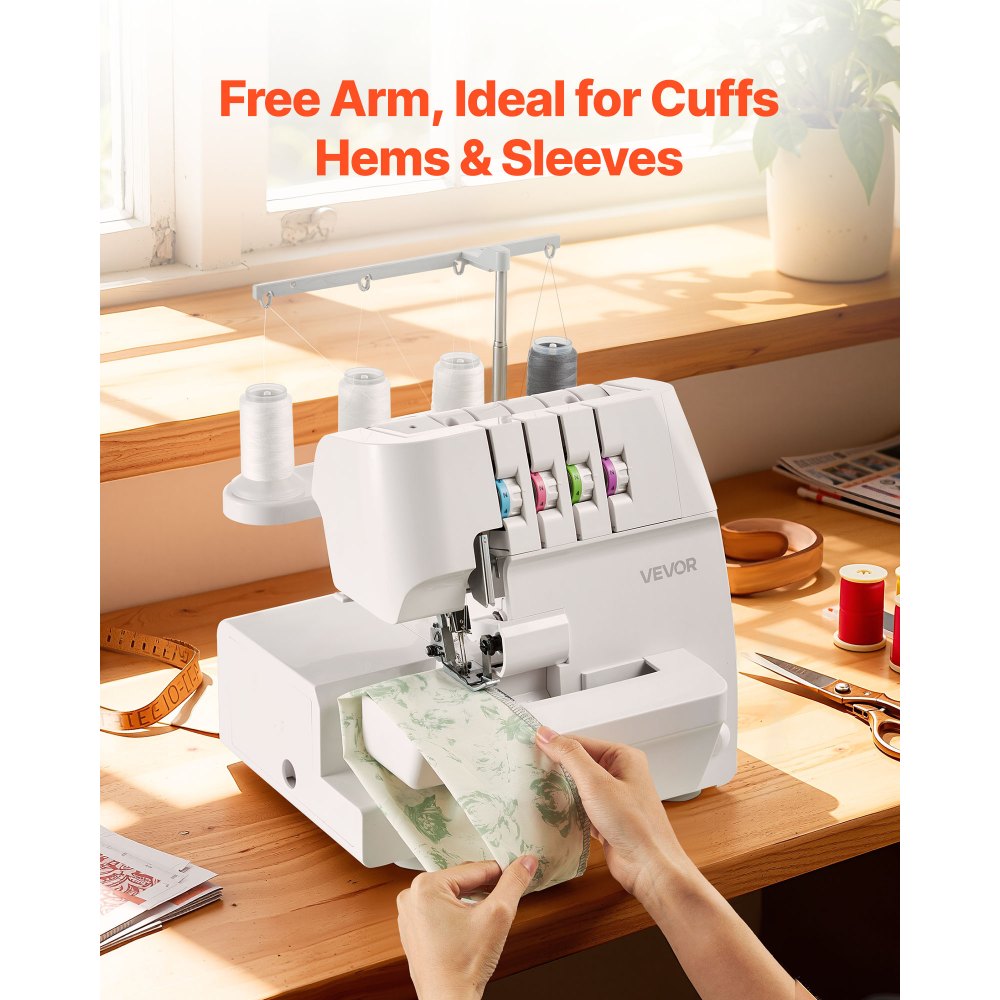 Ραπτομηχανή VEVOR Serger Overlock, 1250 βελονιές ανά λεπτό, δυνατότητα κλωστής 2-3-4, ρυθμιζόμενη διαφορική τροφοδοσία 0,7-2, με ελεύθερο βραχίονα και φως LED, ραπτομηχανή για διάφορα υφάσματα, λευκή Ραπτομηχανή VEVOR Serger Overlock, 1250 βελονιές ανά λεπτό, δυνατότητα κλωστής 2-3-4, ρυθμιζόμενη διαφορική τροφοδοσία 0,7-2, με ελεύθερο βραχίονα και φως LED, ραπτομηχανή για διάφορα υφάσματα, λευκή