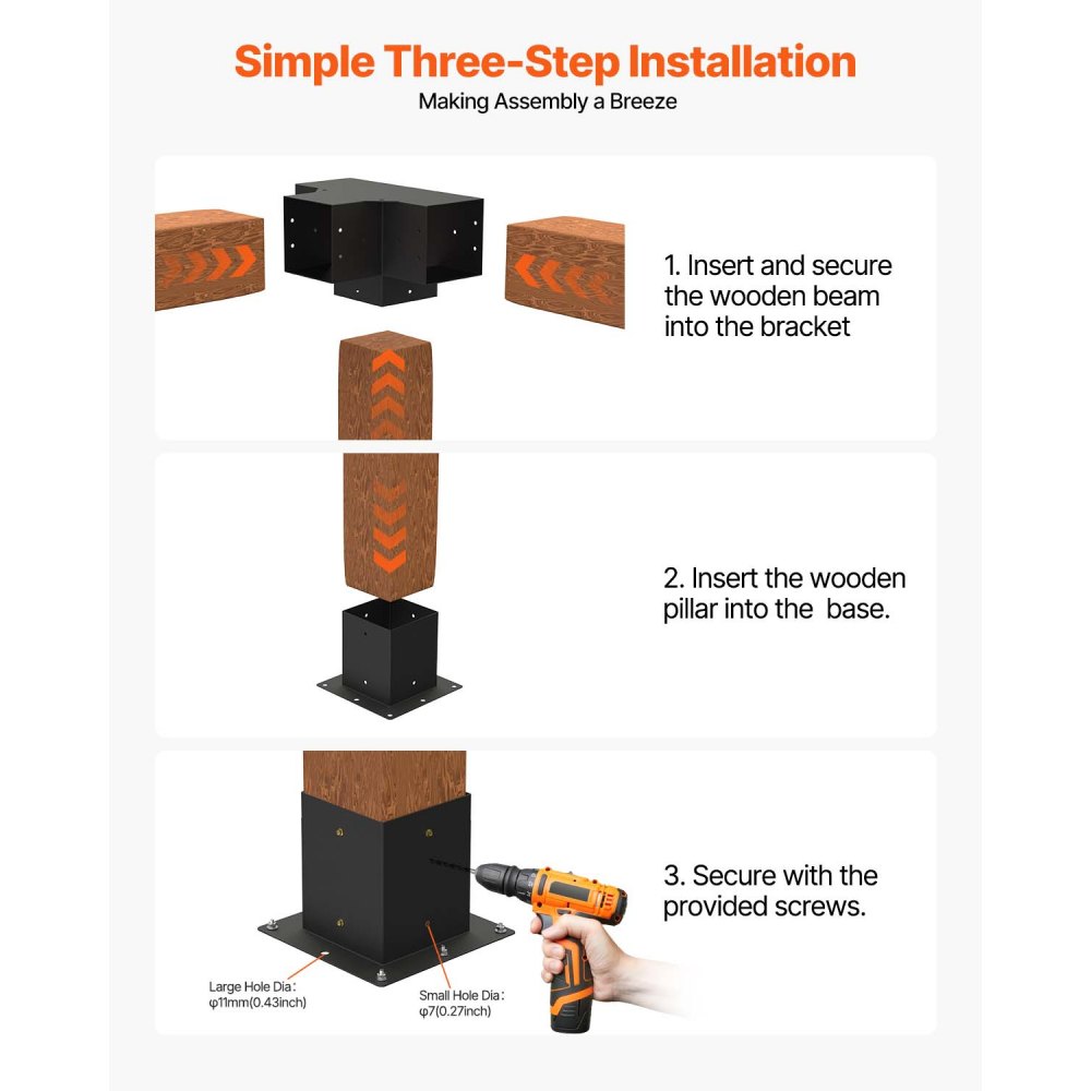 Κιτ βάσης πέργκολας VEVOR, 4x4 ίντσες (εσωτερικό μέγεθος 92 x 92 mm), 2 τεμάχια 4-way βαρέως τύπου γωνιακή βάση, κιτ βάσης στύλου DIY από ξύλο, εύκολη εγκατάσταση ξύλινων δοκών για κιόσκια, πέργκολες βεράντας, ξύλινη καμπίνα Κιτ βάσης πέργκολας VEVOR, 4x4 ίντσες (εσωτερικό μέγεθος 92 x 92 mm), 2 τεμάχια 4-way βαρέως τύπου γωνιακή βάση, κιτ βάσης στύλου DIY από ξύλο, εύκολη εγκατάσταση ξύλινων δοκών για κιόσκια, πέργκολες βεράντας, ξύλινη καμπίνα