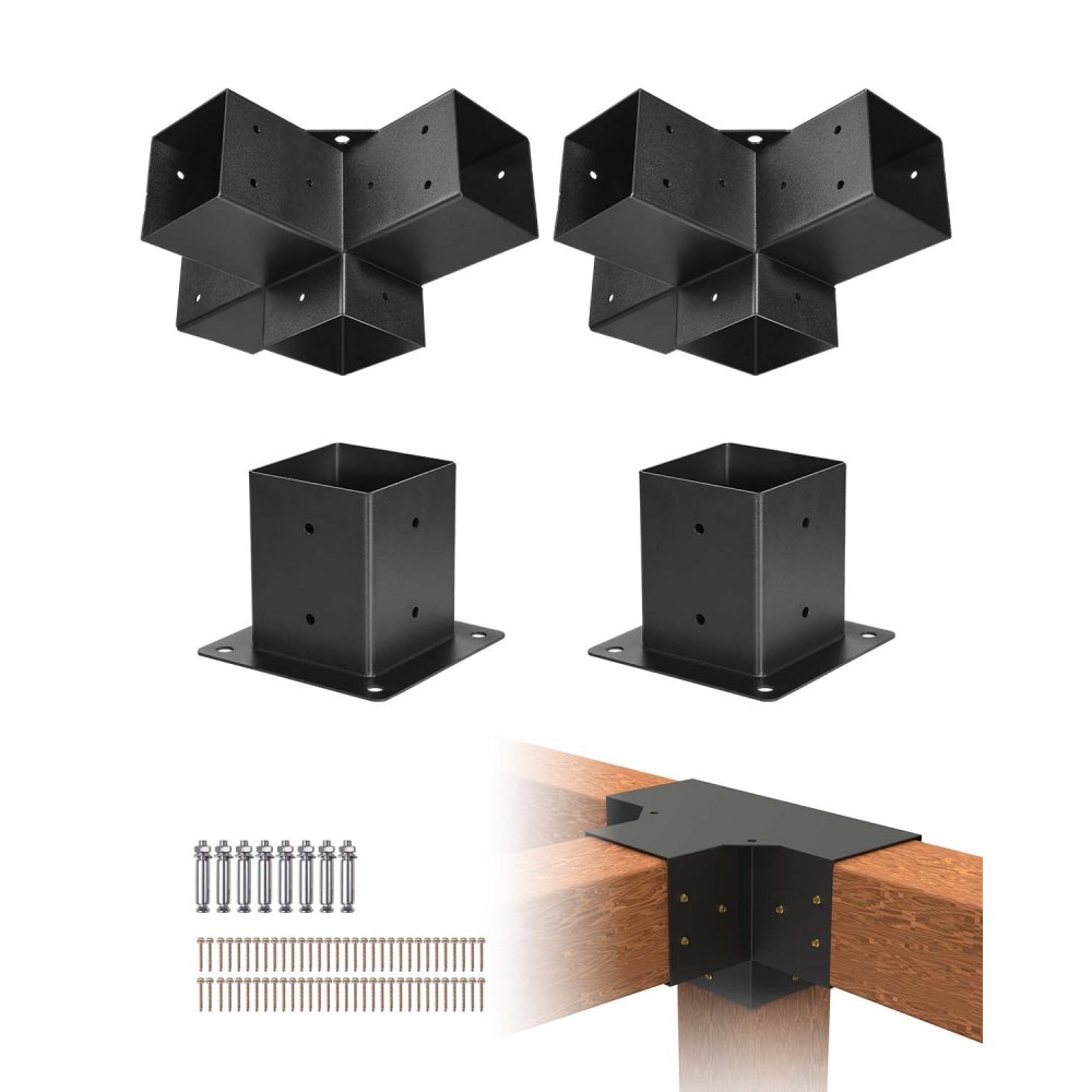 Κιτ βάσης πέργκολας VEVOR, 4x4 ίντσες (εσωτερικό μέγεθος 92 x 92 mm), 2 τεμάχια 4-way βαρέως τύπου γωνιακή βάση, κιτ βάσης στύλου DIY από ξύλο, εύκολη εγκατάσταση ξύλινων δοκών για κιόσκια, πέργκολες βεράντας, ξύλινη καμπίνα Κιτ βάσης πέργκολας VEVOR, 4x4 ίντσες (εσωτερικό μέγεθος 92 x 92 mm), 2 τεμάχια 4-way βαρέως τύπου γωνιακή βάση, κιτ βάσης στύλου DIY από ξύλο, εύκολη εγκατάσταση ξύλινων δοκών για κιόσκια, πέργκολες βεράντας, ξύλινη καμπίνα