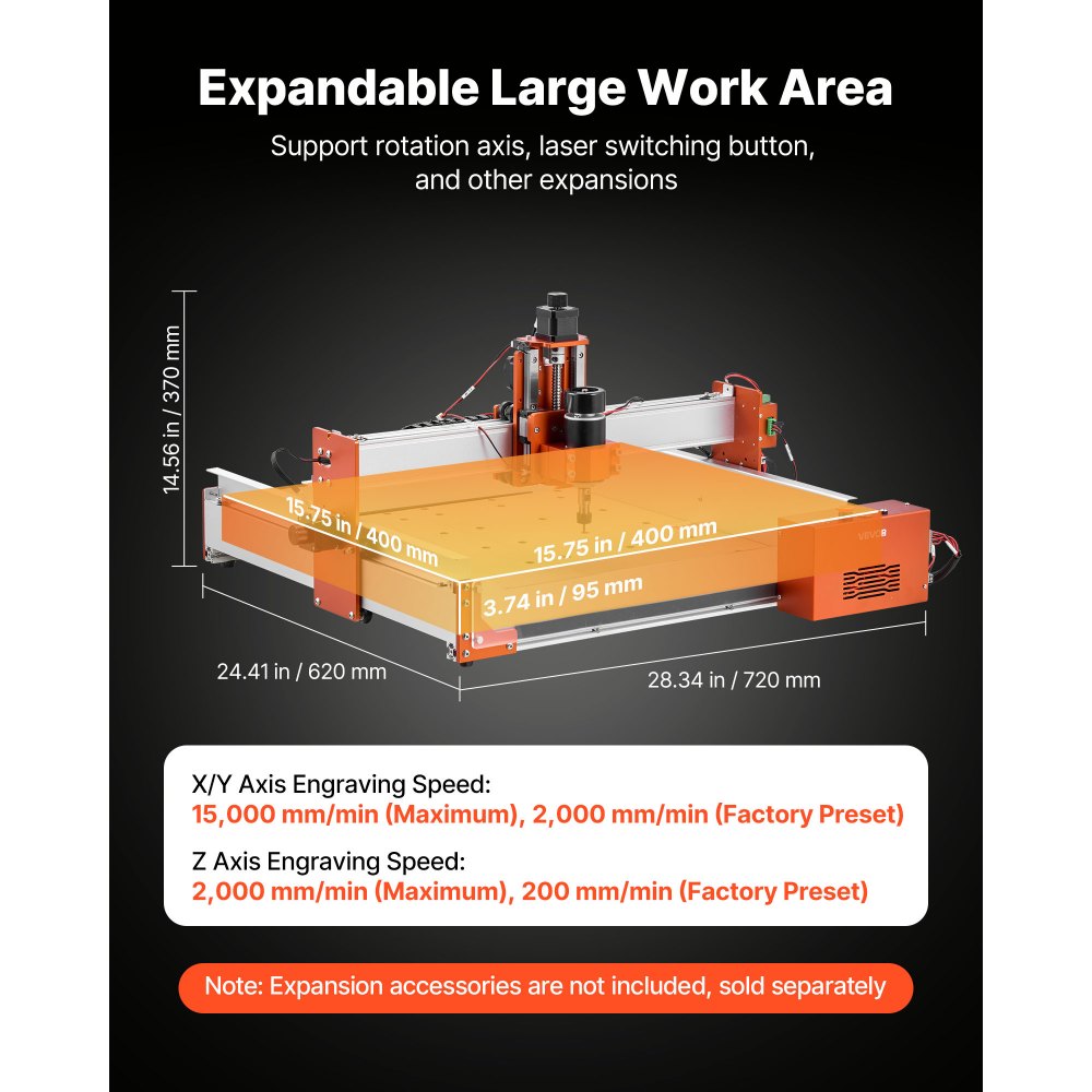 Μηχανή φρεζαρίσματος CNC VEVOR, άξονας 100W, μηχανή φρεζαρίσματος ξύλου 3 αξόνων, με επιφάνεια εργασίας 400 x 400 x 95 mm, γραμμική ράγα, δομή κράματος αλουμινίου, για κοπή ξυλογλυπτικής ακρυλικού πλαστικού Μηχανή φρεζαρίσματος CNC VEVOR, άξονας 100W, μηχανή φρεζαρίσματος ξύλου 3 αξόνων, με επιφάνεια εργασίας 400 x 400 x 95 mm, γραμμική ράγα, δομή κράματος αλουμινίου, για κοπή ξυλογλυπτικής ακρυλικού πλαστικού