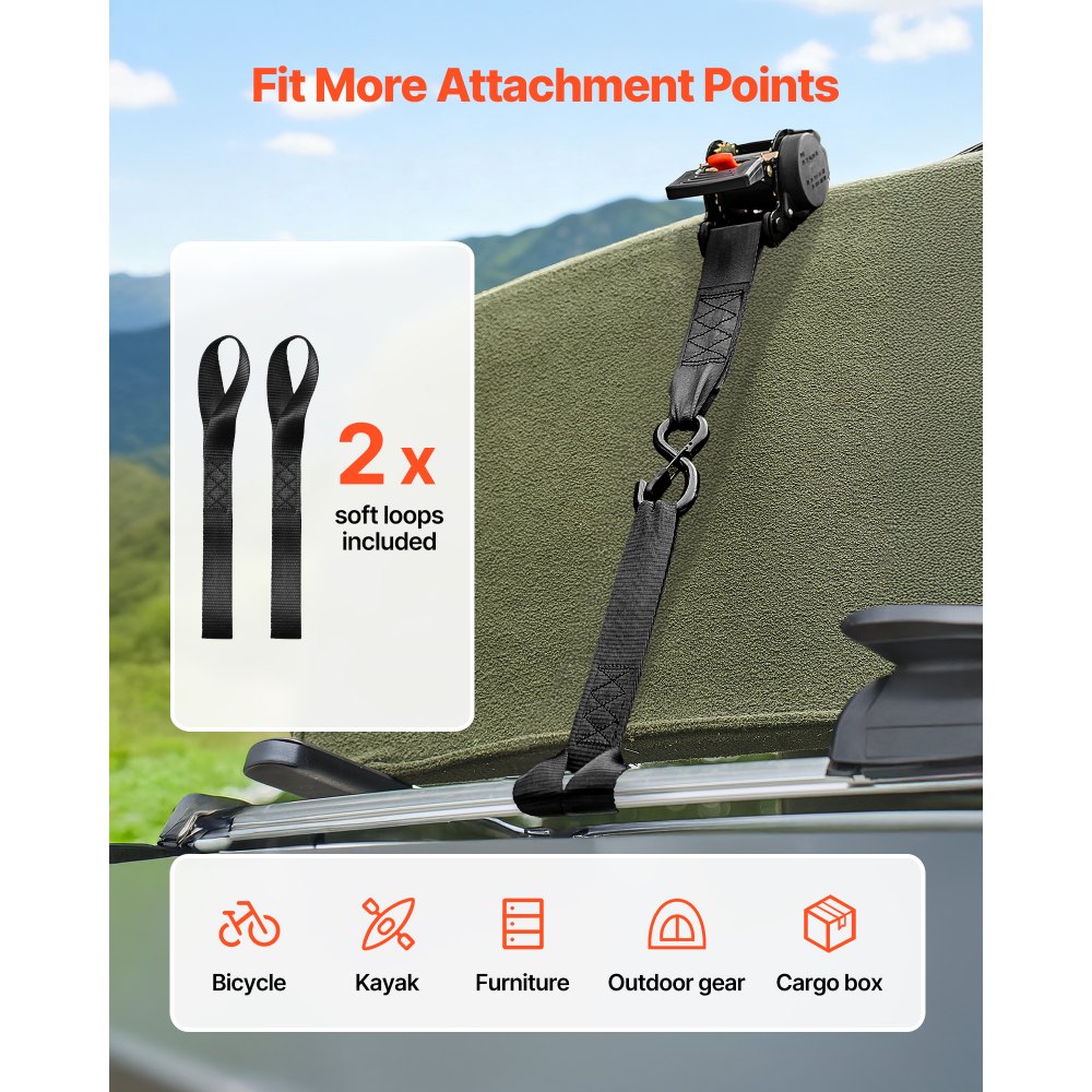 Ανασυρόμενοι ιμάντες καστάνιας VEVOR, 50,8 mm x 3 m, Ιμάντες πρόσδεσης με γάντζους S, αντοχή σε θραύση 1375 kg, 2 μαλακές θηλιές, Δέσιμο με καστάνια για μετακίνηση, ρυμουλκούμενα, μοτοσικλέτες, καγιάκ, οροφή αυτοκινήτου, 2 τεμάχια Ανασυρόμενοι ιμάντες καστάνιας VEVOR, 50,8 mm x 3 m, Ιμάντες πρόσδεσης με γάντζους S, αντοχή σε θραύση 1375 kg, 2 μαλακές θηλιές, Δέσιμο με καστάνια για μετακίνηση, ρυμουλκούμενα, μοτοσικλέτες, καγιάκ, οροφή αυτοκινήτου, 2 τεμάχια