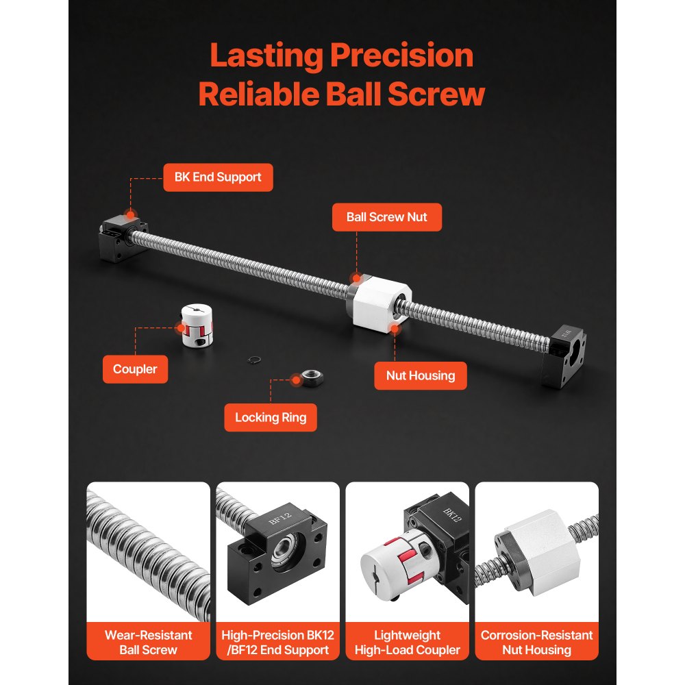 Κιτ Γραμμικών Οδηγών Ράγας VEVOR, HGR20, 2 τεμάχια Γραμμικές Ράγες 600 mm (23,62 ίντσες) και 1 τεμάχιο Βίδα με Σφαιρική Σφαίρα, 4 τεμάχια Μπλοκ Ολίσθησης, με Στήριγμα Άκρης BF12/BK12, Σύνδεσμο και Περίβλημα Παξιμαδιού, για DIY Φρέζες CNC Τόρνους Κιτ Γραμμικών Οδηγών Ράγας VEVOR, HGR20, 2 τεμάχια Γραμμικές Ράγες 600 mm (23,62 ίντσες) και 1 τεμάχιο Βίδα με Σφαιρική Σφαίρα, 4 τεμάχια Μπλοκ Ολίσθησης, με Στήριγμα Άκρης BF12/BK12, Σύνδεσμο και Περίβλημα Παξιμαδιού, για DIY Φρέζες CNC Τόρνους