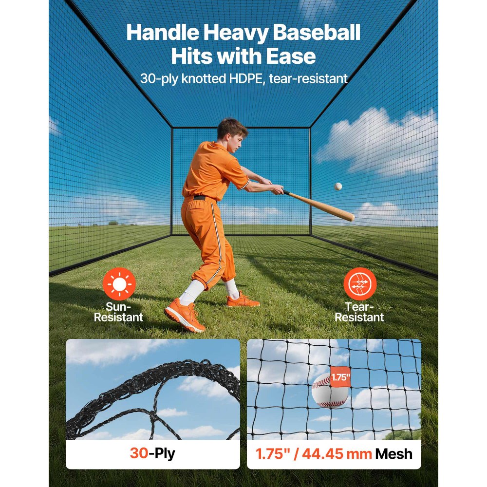 Κλουβί μπέιζμπολ VEVOR, Φορητό κλουβί μπέιζμπολ 12700 x 3900 x 3080 mm, Κλουβιά χτυπήματος με γάντζους HDPE 30 στρώσεων με κόμπους και καραμπίνερ, Κλουβιά μπέιζμπολ με δίχτυ για εσωτερικούς και εξωτερικούς χώρους (ΜΟΝΟ ΔΙΧΤΥ) Κλουβί μπέιζμπολ VEVOR, Φορητό κλουβί μπέιζμπολ 12700 x 3900 x 3080 mm, Κλουβιά χτυπήματος με γάντζους HDPE 30 στρώσεων με κόμπους και καραμπίνερ, Κλουβιά μπέιζμπολ με δίχτυ για εσωτερικούς και εξωτερικούς χώρους (ΜΟΝΟ ΔΙΧΤΥ)