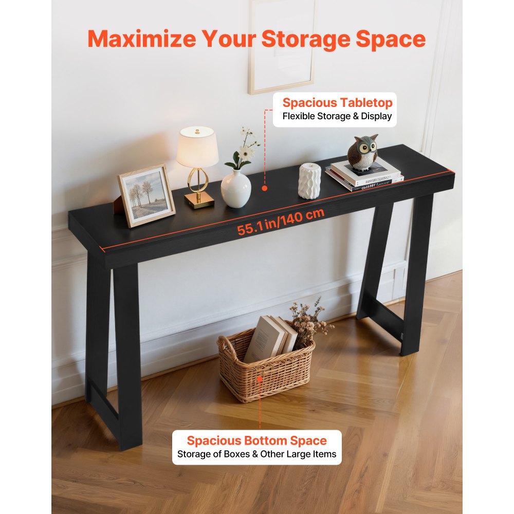 Τραπέζι κονσόλας VEVOR 140 cm, Μοντέρνο γραφείο πίσω από τον καναπέ, Ξύλινο ορθογώνιο γραφείο εισόδου, Στενό μακρύ τραπέζι καναπέ, Ιδανικό για διάδρομο, υπνοδωμάτιο, σαλόνι, φουαγιέ, Εύκολη συναρμολόγηση, Μαύρο Τραπέζι κονσόλας VEVOR 140 cm, Μοντέρνο γραφείο πίσω από τον καναπέ, Ξύλινο ορθογώνιο γραφείο εισόδου, Στενό μακρύ τραπέζι καναπέ, Ιδανικό για διάδρομο, υπνοδωμάτιο, σαλόνι, φουαγιέ, Εύκολη συναρμολόγηση, Μαύρο