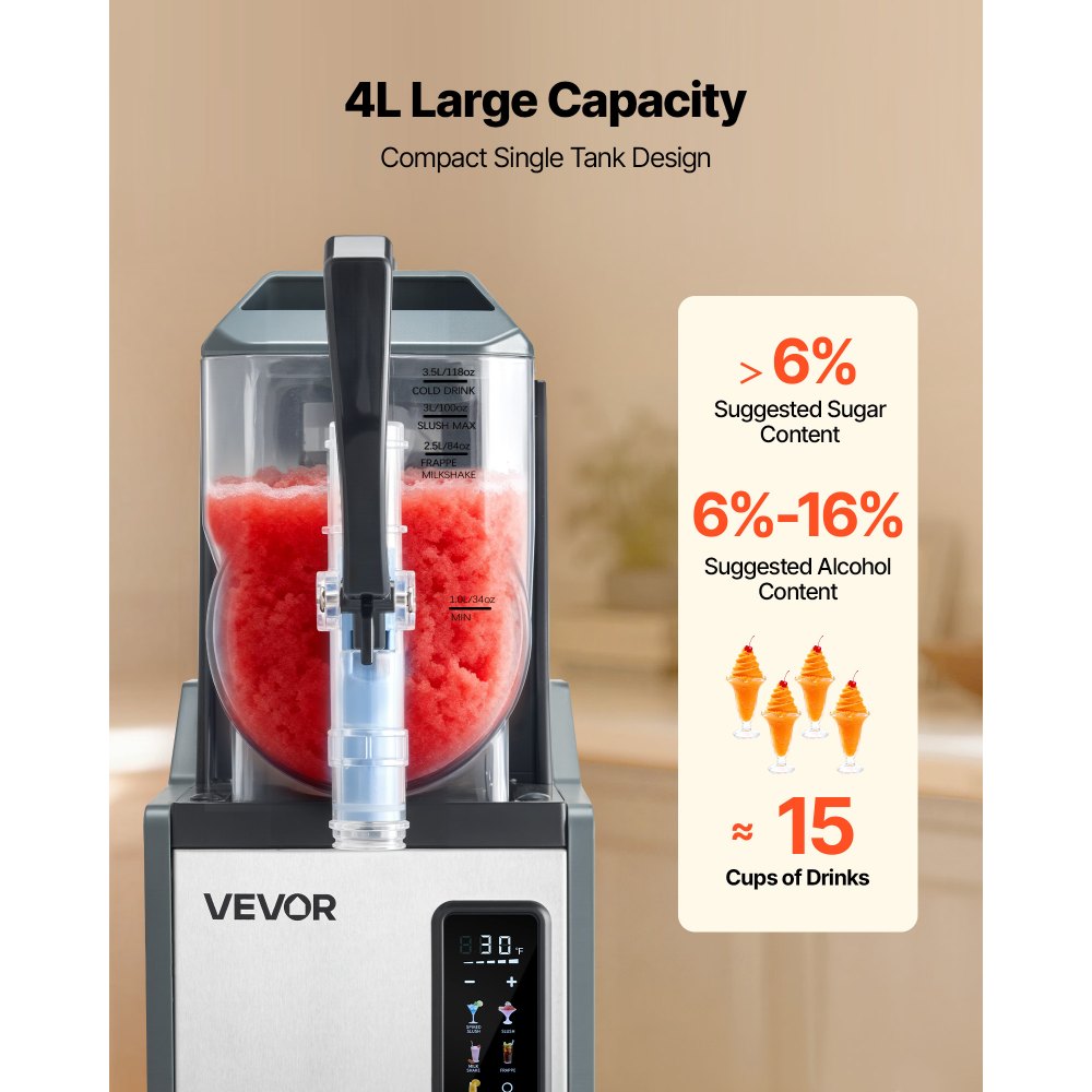 Μηχανή για γλάστρες VEVOR, Μηχανή για γλάστρες 4L/135oz χωρίς πάγο για το σπίτι, Μηχανή για παγωμένα ποτά με μονή δεξαμενή, Μηχανή Margarita με αυτοκαθαρισμό, για παγωμένες Margarita, φραπέ, μιλκσέικ και άλλα Μηχανή για γλάστρες VEVOR, Μηχανή για γλάστρες 4L/135oz χωρίς πάγο για το σπίτι, Μηχανή για παγωμένα ποτά με μονή δεξαμενή, Μηχανή Margarita με αυτοκαθαρισμό, για παγωμένες Margarita, φραπέ, μιλκσέικ και άλλα