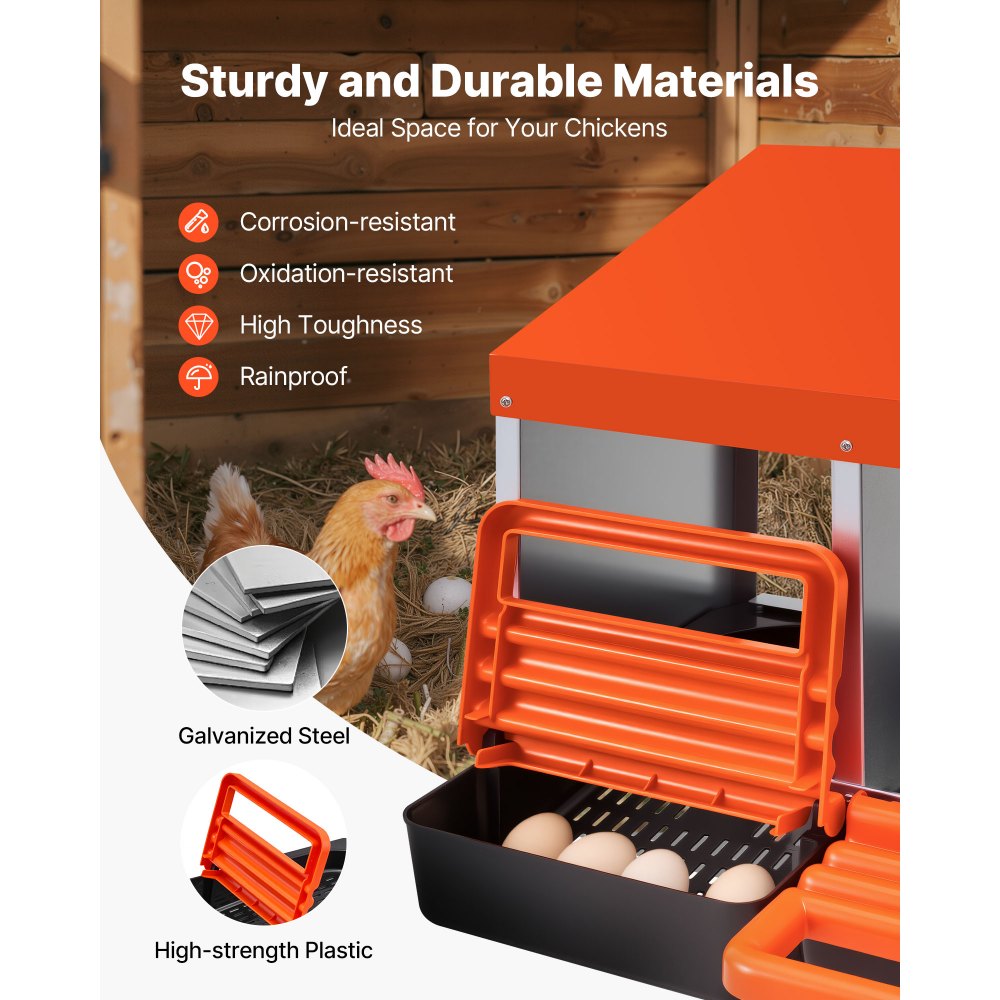 Κουτιά φωλιάς για κοτόπουλα VEVOR, 3 διαμερίσματα, μεταλλικά κουτιά ωοτοκίας αυγών με προστατευτικά καπάκια συλλογής, τυλιγόμενο κουτί φωλιάς, εύκολο στη συναρμολόγηση, ιδανικό για κότες, πάπιες, κοτόπουλα και άλλα πουλερικά, πορτοκαλί Κουτιά φωλιάς για κοτόπουλα VEVOR, 3 διαμερίσματα, μεταλλικά κουτιά ωοτοκίας αυγών με προστατευτικά καπάκια συλλογής, τυλιγόμενο κουτί φωλιάς, εύκολο στη συναρμολόγηση, ιδανικό για κότες, πάπιες, κοτόπουλα και άλλα πουλερικά, πορτοκαλί
