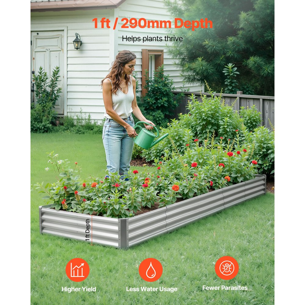 Μεταλλικό υπερυψωμένο παρτέρι VEVOR, εξωτερικό κουτί κήπου Galvalume 3,6 x 1,2 x 0,3 m, ανοιχτού πάτου, μεγάλο υπερυψωμένο παρτέρι για καλλιέργεια λαχανικών, λουλουδιών και παχύφυτων, γαλβανισμένο χρώμα Μεταλλικό υπερυψωμένο παρτέρι VEVOR, εξωτερικό κουτί κήπου Galvalume 3,6 x 1,2 x 0,3 m, ανοιχτού πάτου, μεγάλο υπερυψωμένο παρτέρι για καλλιέργεια λαχανικών, λουλουδιών και παχύφυτων, γαλβανισμένο χρώμα