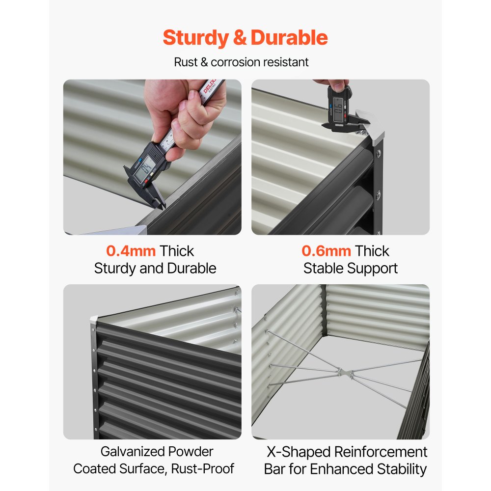 Μεταλλικό υπερυψωμένο παρτέρι VEVOR, γαλβανισμένο κουτί κήπου εξωτερικού χώρου 1,8 x 0,9 x 0,6 m, ανοιχτού πάτου, μεγάλο υπερυψωμένο παρτέρι για καλλιέργεια λαχανικών, λουλουδιών, βοτάνων και παχύφυτων, σκούρο γκρι Μεταλλικό υπερυψωμένο παρτέρι VEVOR, γαλβανισμένο κουτί κήπου εξωτερικού χώρου 1,8 x 0,9 x 0,6 m, ανοιχτού πάτου, μεγάλο υπερυψωμένο παρτέρι για καλλιέργεια λαχανικών, λουλουδιών, βοτάνων και παχύφυτων, σκούρο γκρι