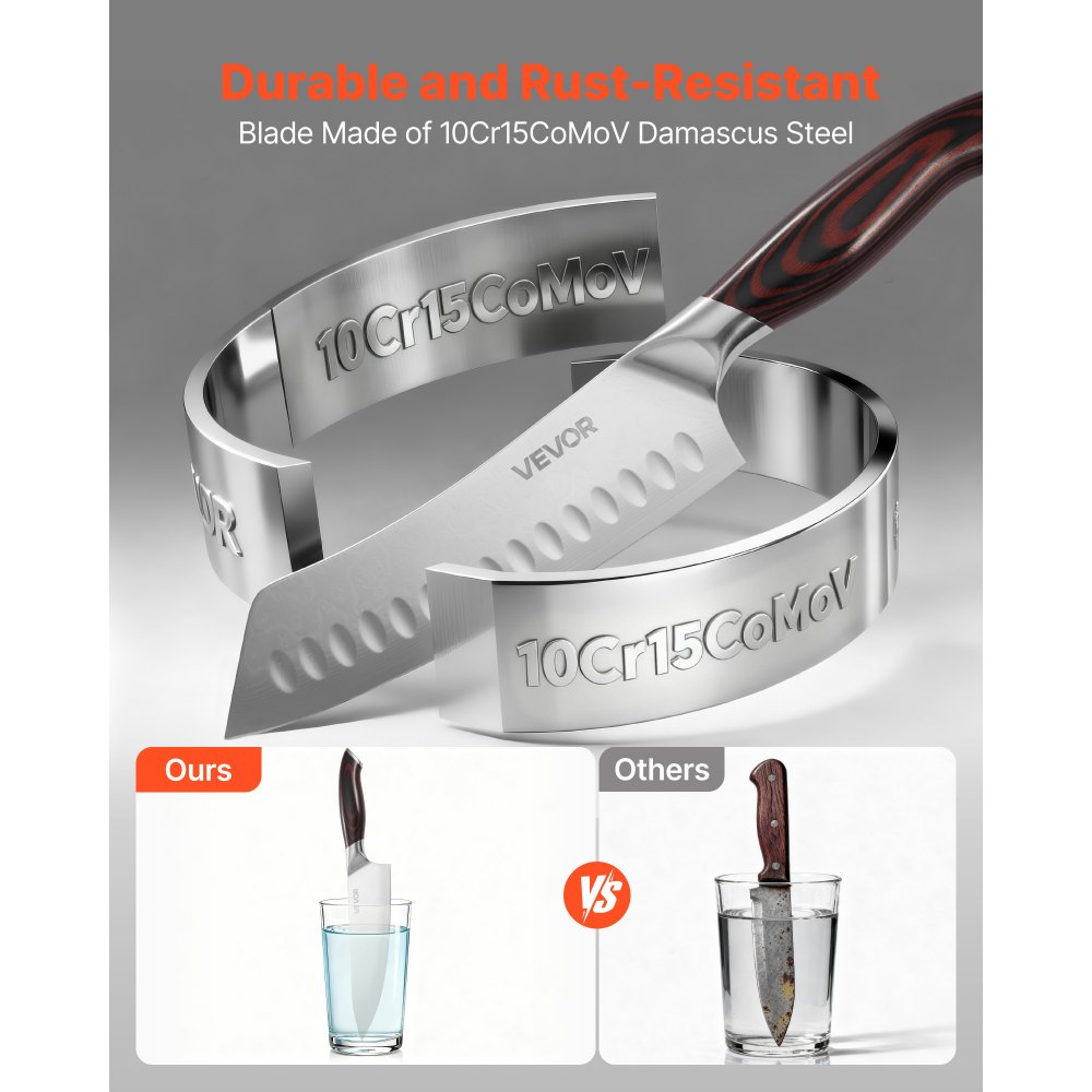 Σετ μαχαιριών κουζίνας VEVOR, σετ 5 τεμαχίων από ανοξείδωτο ατσάλι υψηλής περιεκτικότητας σε άνθρακα, ανθεκτικό και ανθεκτικό στη σκουριά, επαγγελματικά μαχαιροπίρουνα κουζίνας με εργονομική λαβή ανθεκτική στις ρωγμές, για ακριβή κοπή. Σετ μαχαιριών κουζίνας VEVOR, σετ 5 τεμαχίων από ανοξείδωτο ατσάλι υψηλής περιεκτικότητας σε άνθρακα, ανθεκτικό και ανθεκτικό στη σκουριά, επαγγελματικά μαχαιροπίρουνα κουζίνας με εργονομική λαβή ανθεκτική στις ρωγμές, για ακριβή κοπή.