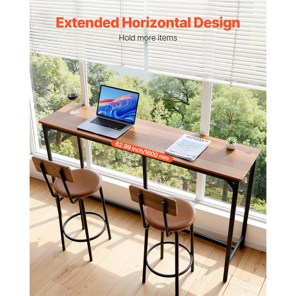 Τραπέζι Μπαρ VEVOR, 1 τεμάχιο τραπέζι μπαρ κουζίνας 1600,2 χιλ., ψηλά τραπέζια τραπεζαρίας με στρογγυλεμένες άκρες, ορθογώνια τραπέζια κουζίνας με ψηλή κορυφή για μπαλκόνι, σαλόνι, ανοιχτό καφέ, μαύρο, εκτεταμένο οριζόντιο σχέδιο Τραπέζι Μπαρ VEVOR, 1 τεμάχιο τραπέζι μπαρ κουζίνας 1600,2 χιλ., ψηλά τραπέζια τραπεζαρίας με στρογγυλεμένες άκρες, ορθογώνια τραπέζια κουζίνας με ψηλή κορυφή για μπαλκόνι, σαλόνι, ανοιχτό καφέ, μαύρο, εκτεταμένο οριζόντιο σχέδιο