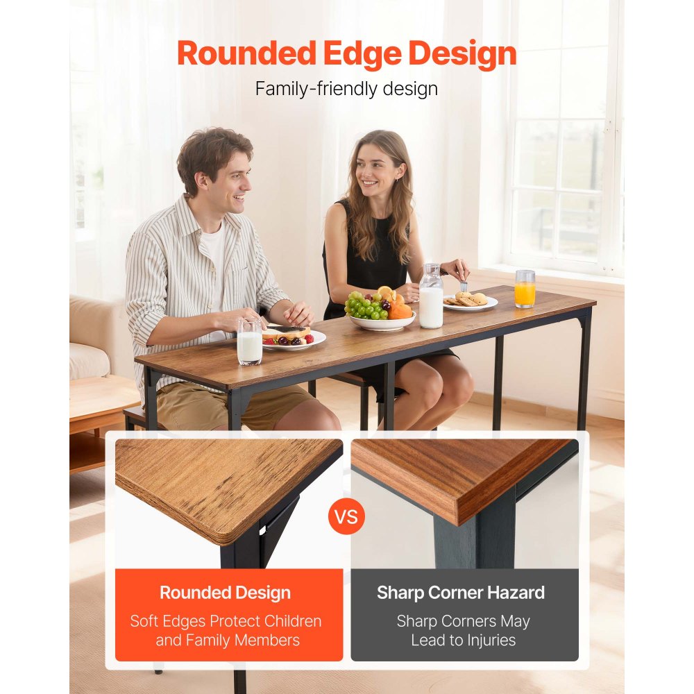 Τραπέζι Μπαρ VEVOR, 1 τεμάχιο τραπέζι μπαρ κουζίνας 1600,2 χιλ., ψηλά τραπέζια τραπεζαρίας με στρογγυλεμένες άκρες, ορθογώνια τραπέζια κουζίνας με ψηλή κορυφή για μπαλκόνι, σαλόνι, ανοιχτό καφέ, μαύρο, εκτεταμένο οριζόντιο σχέδιο Τραπέζι Μπαρ VEVOR, 1 τεμάχιο τραπέζι μπαρ κουζίνας 1600,2 χιλ., ψηλά τραπέζια τραπεζαρίας με στρογγυλεμένες άκρες, ορθογώνια τραπέζια κουζίνας με ψηλή κορυφή για μπαλκόνι, σαλόνι, ανοιχτό καφέ, μαύρο, εκτεταμένο οριζόντιο σχέδιο