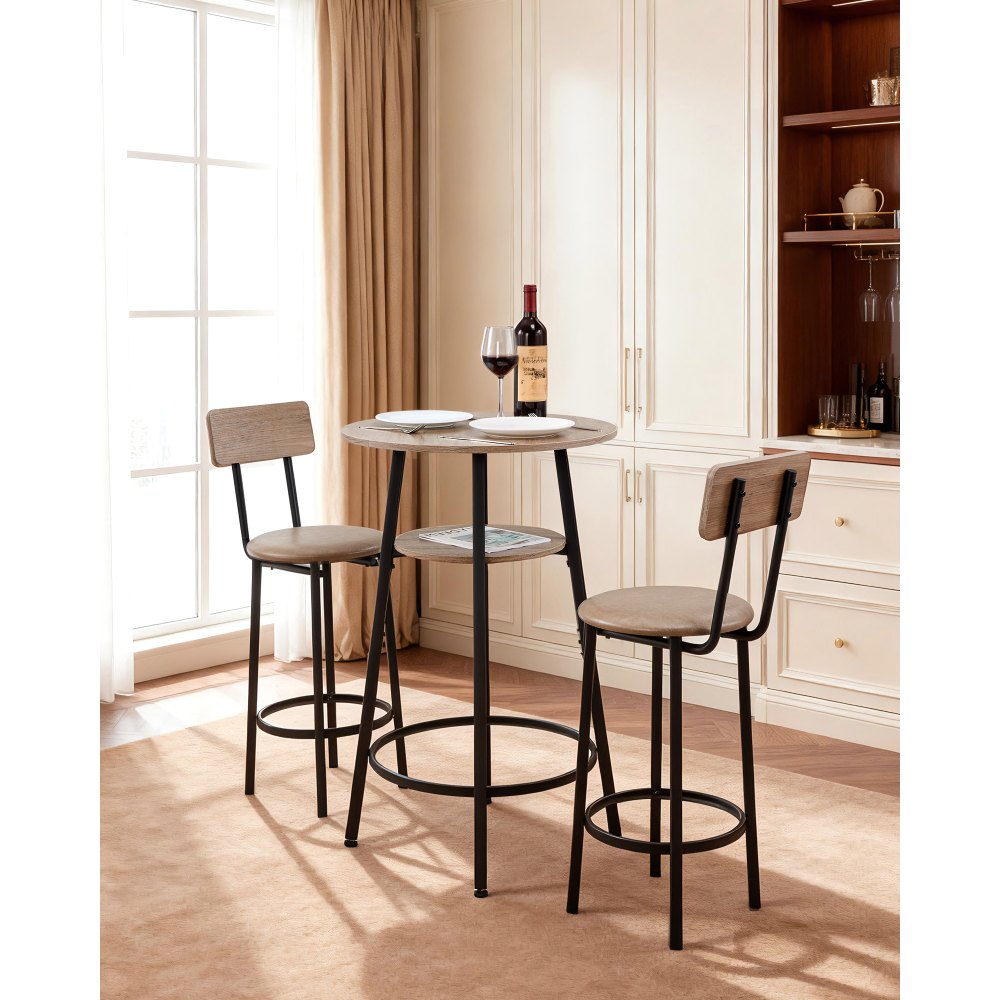 Τραπέζι Μπαρ VEVOR, Σετ 3 τεμαχίων τραπεζιών μπαρ 596,9 χιλ., Σετ τραπεζιών και καρεκλών μπαρ με στρογγυλεμένες γωνίες, Στρογγυλό τραπέζι μπαρ με δύο σκαμπό για γραφείο, Γωνία πρωινού, Μίνι μπαρ, Ανοιχτό γκρι, Μαύρο Τραπέζι Μπαρ VEVOR, Σετ 3 τεμαχίων τραπεζιών μπαρ 596,9 χιλ., Σετ τραπεζιών και καρεκλών μπαρ με στρογγυλεμένες γωνίες, Στρογγυλό τραπέζι μπαρ με δύο σκαμπό για γραφείο, Γωνία πρωινού, Μίνι μπαρ, Ανοιχτό γκρι, Μαύρο