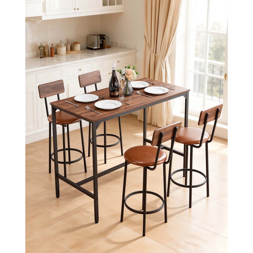 Τραπέζι Μπαρ VEVOR, Σετ 5 τεμαχίων τραπεζιών μπαρ 1193,8 χιλ., Σετ τραπεζιών μπαρ και καρεκλών με στρογγυλεμένες άκρες, Ορθογώνιο τραπέζι μπαρ με τέσσερα σκαμπό για σαλόνι, τραπεζαρία, κουζίνα, χρώμα καρυδιάς, μαύρο Τραπέζι Μπαρ VEVOR, Σετ 5 τεμαχίων τραπεζιών μπαρ 1193,8 χιλ., Σετ τραπεζιών μπαρ και καρεκλών με στρογγυλεμένες άκρες, Ορθογώνιο τραπέζι μπαρ με τέσσερα σκαμπό για σαλόνι, τραπεζαρία, κουζίνα, χρώμα καρυδιάς, μαύρο