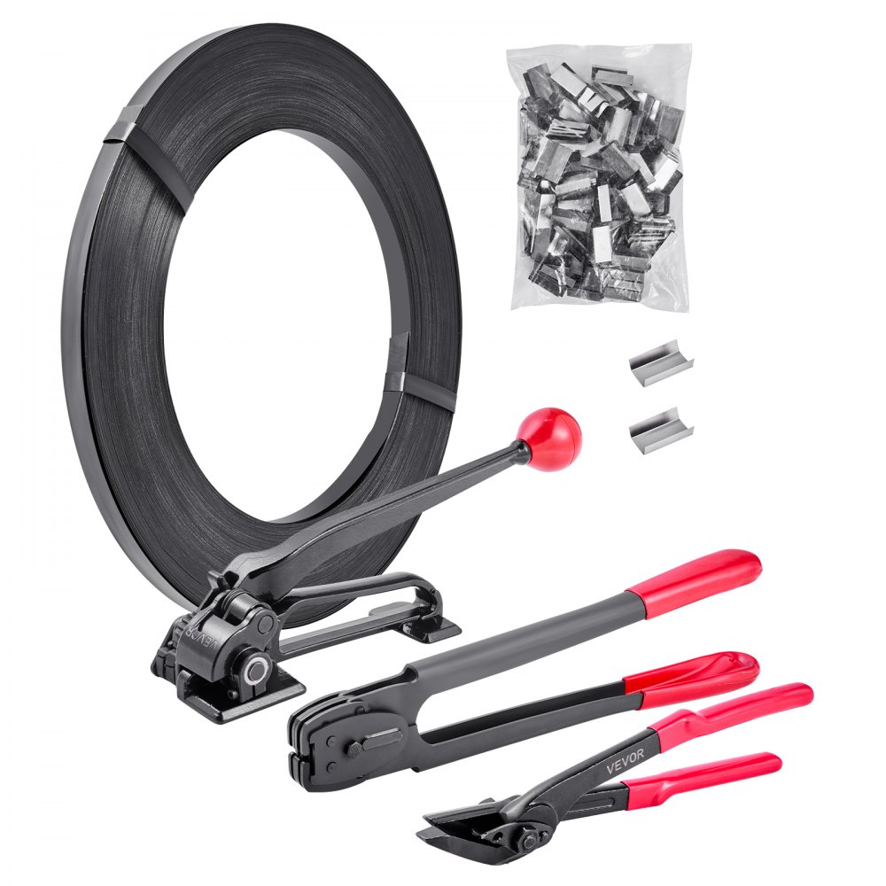 Κιτ δεσίματος χαλύβδινων ταινιών VEVOR, εργαλείο σφράγισης ταινιών βαρέως τύπου με ιμάντες δεσίματος 183 μέτρων, 300 μεταλλικές σφραγίδες, κιτ δεσίματος χειροκίνητης συσκευασίας παλετών για αποθήκη, μεταφορά, βιομηχανική συσκευασία Κιτ δεσίματος χαλύβδινων ταινιών VEVOR, εργαλείο σφράγισης ταινιών βαρέως τύπου με ιμάντες δεσίματος 183 μέτρων, 300 μεταλλικές σφραγίδες, κιτ δεσίματος χειροκίνητης συσκευασίας παλετών για αποθήκη, μεταφορά, βιομηχανική συσκευασία