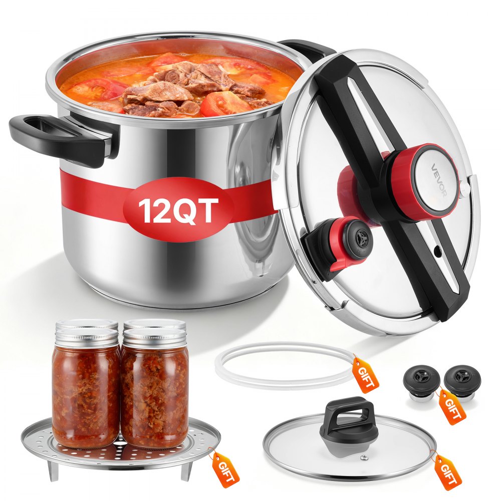 Χύτρα ταχύτητας VEVOR, Χύτρα ταχύτητας 11,3L από ανοξείδωτο ατσάλι, Δοχείο πίεσης με σχάρα ατμού, Καπάκι από σκληρυμένο γυαλί, Τρεις ρυθμίσεις πίεσης για κρέας, φασόλια, ρύζι, σούπα, σάλτσες, Μαγείρεμα έως 100 kPa Χύτρα ταχύτητας VEVOR, Χύτρα ταχύτητας 11,3L από ανοξείδωτο ατσάλι, Δοχείο πίεσης με σχάρα ατμού, Καπάκι από σκληρυμένο γυαλί, Τρεις ρυθμίσεις πίεσης για κρέας, φασόλια, ρύζι, σούπα, σάλτσες, Μαγείρεμα έως 100 kPa