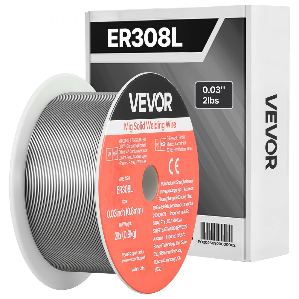 Σύρμα συγκόλλησης MIG VEVOR συμπαγές, ER308L 0,8mm 0,9kg, από ανοξείδωτο χάλυβα με χαμηλή πιτσιλιστική ικανότητα και υψηλή τροφοδότηση για συγκόλληση με θωράκιση αερίου σε όλες τις θέσεις Σύρμα συγκόλλησης MIG VEVOR συμπαγές, ER308L 0,8mm 0,9kg, από ανοξείδωτο χάλυβα με χαμηλή πιτσιλιστική ικανότητα και υψηλή τροφοδότηση για συγκόλληση με θωράκιση αερίου σε όλες τις θέσεις