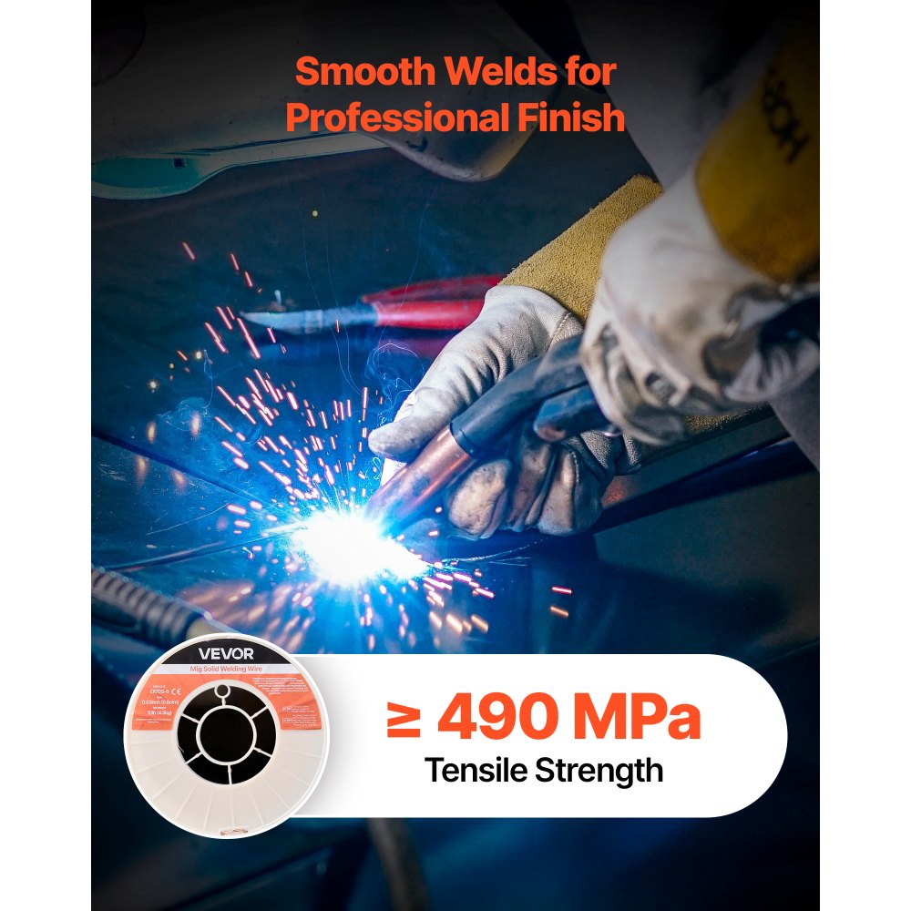 Σύρμα συγκόλλησης MIG VEVOR συμπαγές, ER70S-6 0,8mm 4,5kg, σύρμα συγκόλλησης από μαλακό χάλυβα με χαμηλή πιτσιλίσματα και υψηλή αποξειδωτική ικανότητα για συγκόλληση με θωράκιση αερίου σε όλες τις θέσεις Σύρμα συγκόλλησης MIG VEVOR συμπαγές, ER70S-6 0,8mm 4,5kg, σύρμα συγκόλλησης από μαλακό χάλυβα με χαμηλή πιτσιλίσματα και υψηλή αποξειδωτική ικανότητα για συγκόλληση με θωράκιση αερίου σε όλες τις θέσεις