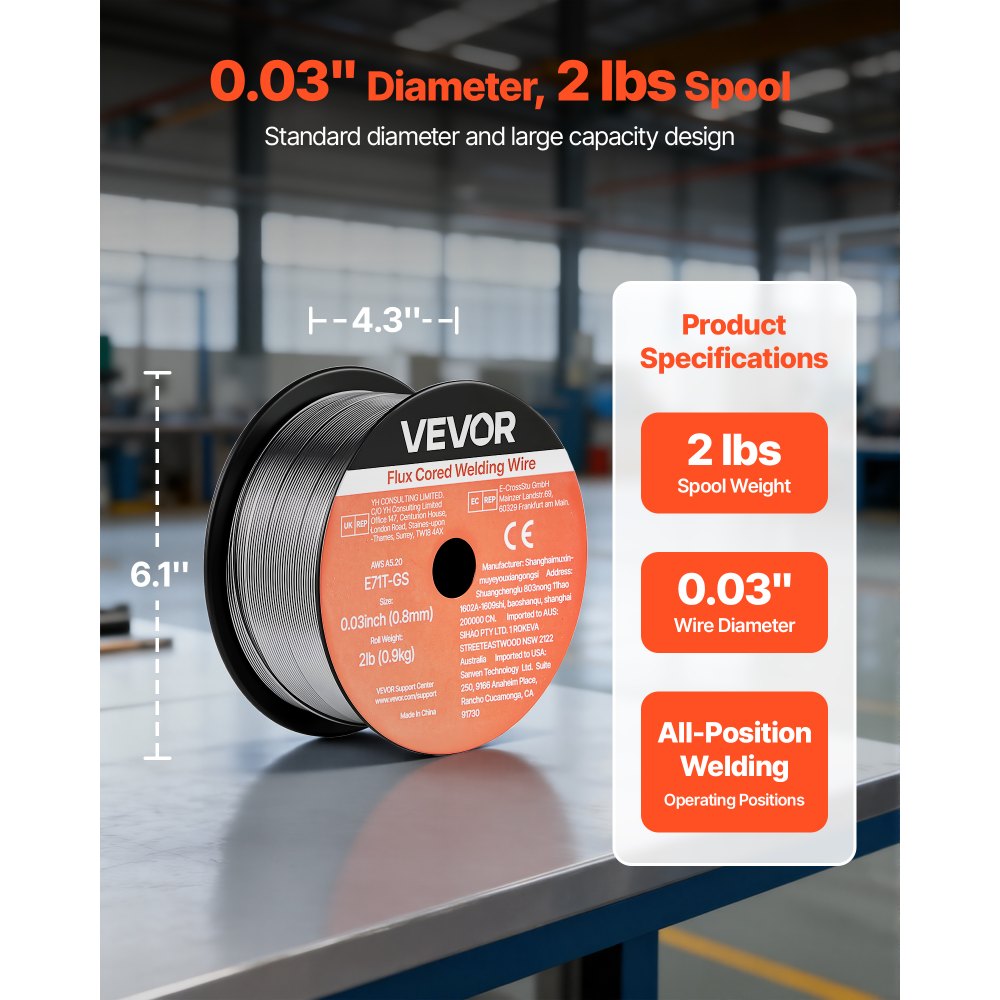 Σύρμα συγκόλλησης MIG VEVOR με πυρήνα ροής, E71T-GS 0,8mm 0,9kg, σύρμα συγκόλλησης από μαλακό χάλυβα χωρίς αέριο με χαμηλό πιτσίλισμα για συγκόλληση τόξου σε όλες τις θέσεις, αυτοθωρακισμένο για εξωτερική χρήση (συσκευασία 3 ρολών) Σύρμα συγκόλλησης MIG VEVOR με πυρήνα ροής, E71T-GS 0,8mm 0,9kg, σύρμα συγκόλλησης από μαλακό χάλυβα χωρίς αέριο με χαμηλό πιτσίλισμα για συγκόλληση τόξου σε όλες τις θέσεις, αυτοθωρακισμένο για εξωτερική χρήση (συσκευασία 3 ρολών)