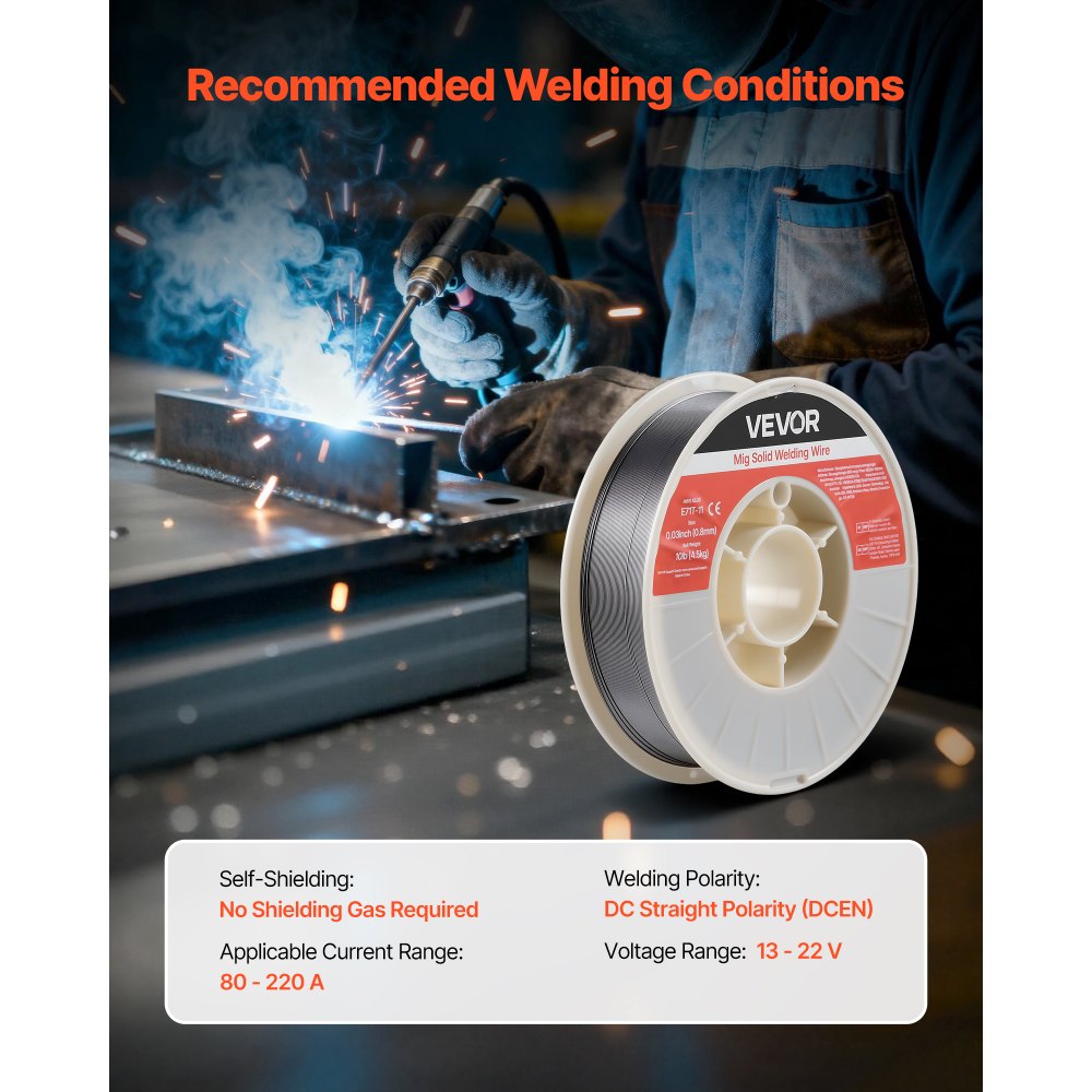 Σύρμα συγκόλλησης MIG VEVOR με πυρήνα ροής, E71T-11 0,8mm 4,5kg, σύρμα συγκόλλησης από μαλακό χάλυβα χωρίς αέριο με χαμηλό πιτσίλισμα για συγκόλληση τόξου σε όλες τις θέσεις, αυτοθωρακισμένο για εξωτερική χρήση Σύρμα συγκόλλησης MIG VEVOR με πυρήνα ροής, E71T-11 0,8mm 4,5kg, σύρμα συγκόλλησης από μαλακό χάλυβα χωρίς αέριο με χαμηλό πιτσίλισμα για συγκόλληση τόξου σε όλες τις θέσεις, αυτοθωρακισμένο για εξωτερική χρήση