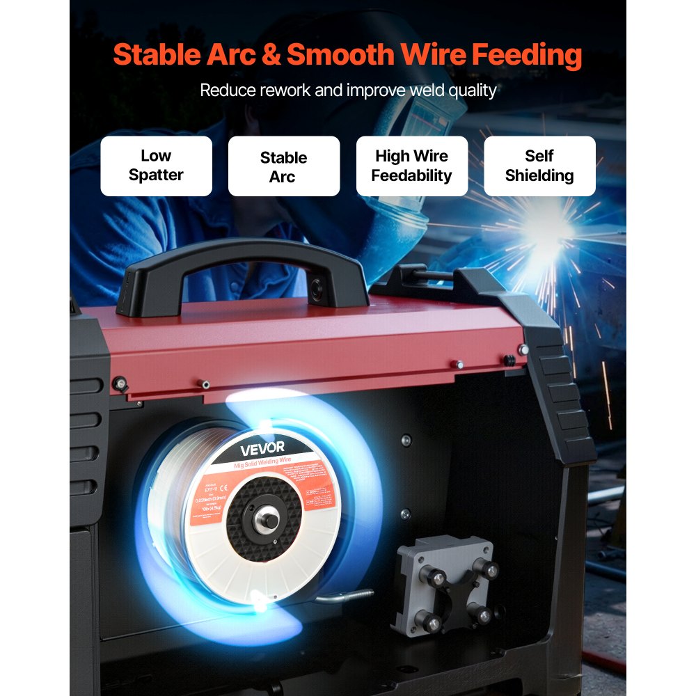 Σύρμα συγκόλλησης MIG VEVOR με πυρήνα ροής, E71T-11 0,9mm 4,5kg, σύρμα συγκόλλησης από μαλακό χάλυβα χωρίς αέριο με χαμηλό πιτσίλισμα για συγκόλληση τόξου σε όλες τις θέσεις, αυτοθωρακισμένο για εξωτερική χρήση Σύρμα συγκόλλησης MIG VEVOR με πυρήνα ροής, E71T-11 0,9mm 4,5kg, σύρμα συγκόλλησης από μαλακό χάλυβα χωρίς αέριο με χαμηλό πιτσίλισμα για συγκόλληση τόξου σε όλες τις θέσεις, αυτοθωρακισμένο για εξωτερική χρήση