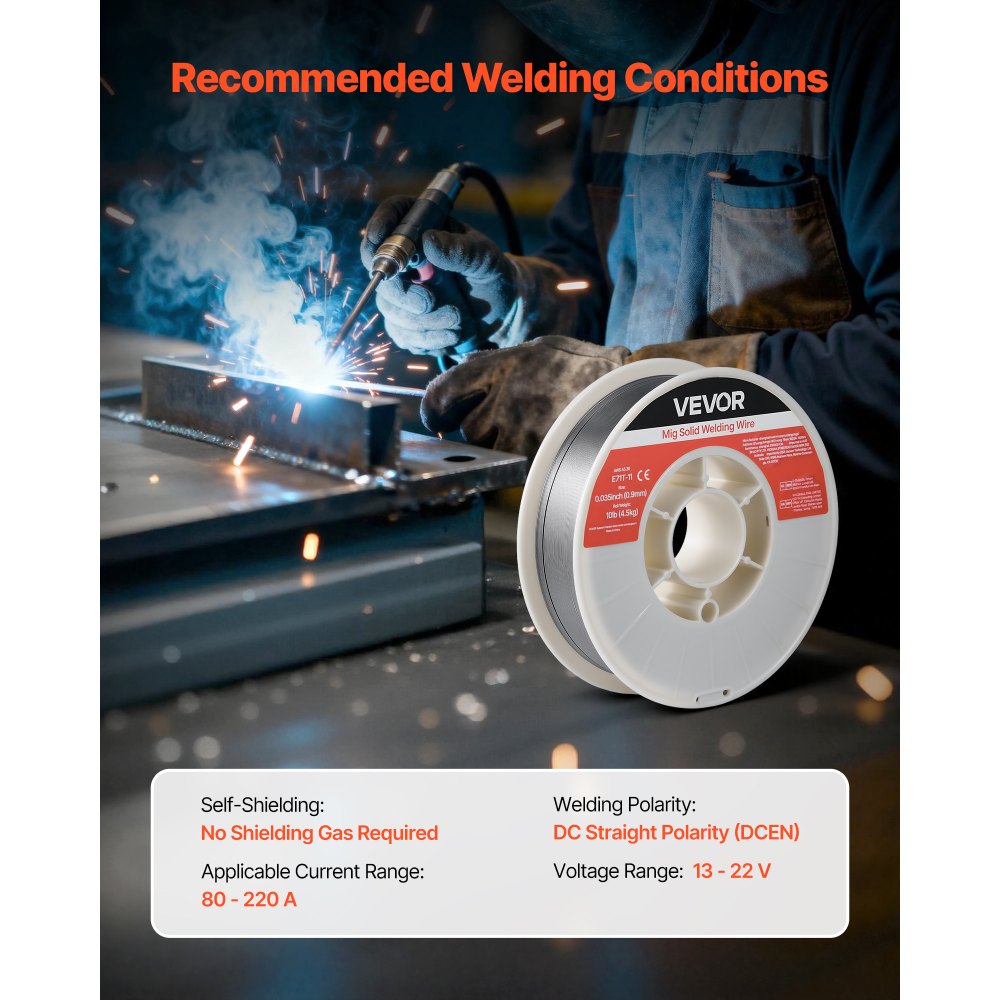Σύρμα συγκόλλησης MIG VEVOR με πυρήνα ροής, E71T-11 0,9mm 4,5kg, σύρμα συγκόλλησης από μαλακό χάλυβα χωρίς αέριο με χαμηλό πιτσίλισμα για συγκόλληση τόξου σε όλες τις θέσεις, αυτοθωρακισμένο για εξωτερική χρήση Σύρμα συγκόλλησης MIG VEVOR με πυρήνα ροής, E71T-11 0,9mm 4,5kg, σύρμα συγκόλλησης από μαλακό χάλυβα χωρίς αέριο με χαμηλό πιτσίλισμα για συγκόλληση τόξου σε όλες τις θέσεις, αυτοθωρακισμένο για εξωτερική χρήση