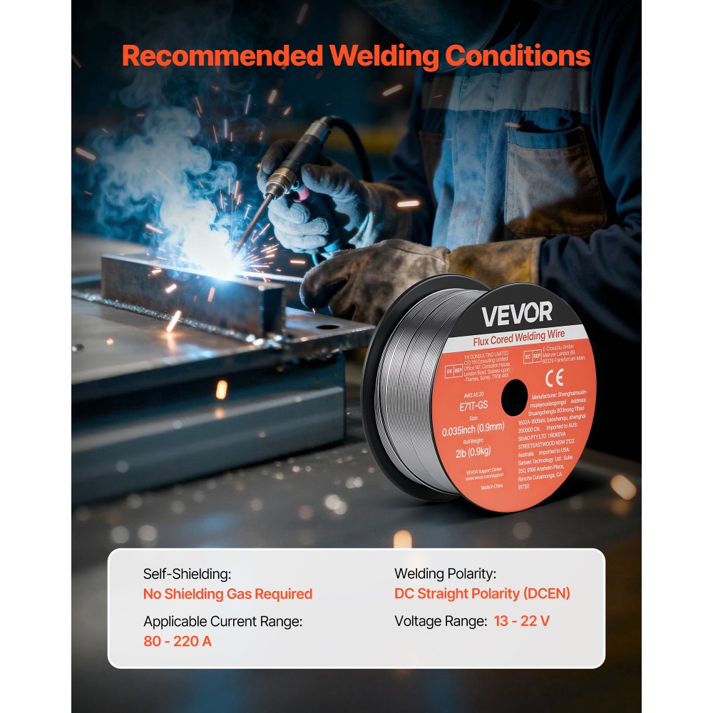 Σύρμα συγκόλλησης MIG VEVOR Flux Core, E71T-GS 0,9mm 0,9kg, σύρμα συγκόλλησης από μαλακό χάλυβα χωρίς αέριο με χαμηλό πιτσίλισμα για συγκόλληση τόξου σε όλες τις θέσεις, αυτοθωρακισμένο για εξωτερική χρήση (συσκευασία 3 ρολών) Σύρμα συγκόλλησης MIG VEVOR Flux Core, E71T-GS 0,9mm 0,9kg, σύρμα συγκόλλησης από μαλακό χάλυβα χωρίς αέριο με χαμηλό πιτσίλισμα για συγκόλληση τόξου σε όλες τις θέσεις, αυτοθωρακισμένο για εξωτερική χρήση (συσκευασία 3 ρολών)
