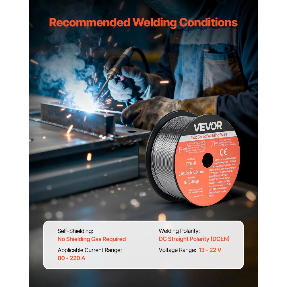Σύρμα συγκόλλησης MIG VEVOR Flux Core, E71T-11 0,9mm 0,45kg, Σύρμα συγκόλλησης από μαλακό χάλυβα χωρίς αέριο με χαμηλό πιτσίλισμα για συγκόλληση τόξου σε όλες τις θέσεις, αυτοθωρακισμένο για εξωτερική χρήση (συσκευασία 3 ρολών) Σύρμα συγκόλλησης MIG VEVOR Flux Core, E71T-11 0,9mm 0,45kg, Σύρμα συγκόλλησης από μαλακό χάλυβα χωρίς αέριο με χαμηλό πιτσίλισμα για συγκόλληση τόξου σε όλες τις θέσεις, αυτοθωρακισμένο για εξωτερική χρήση (συσκευασία 3 ρολών)