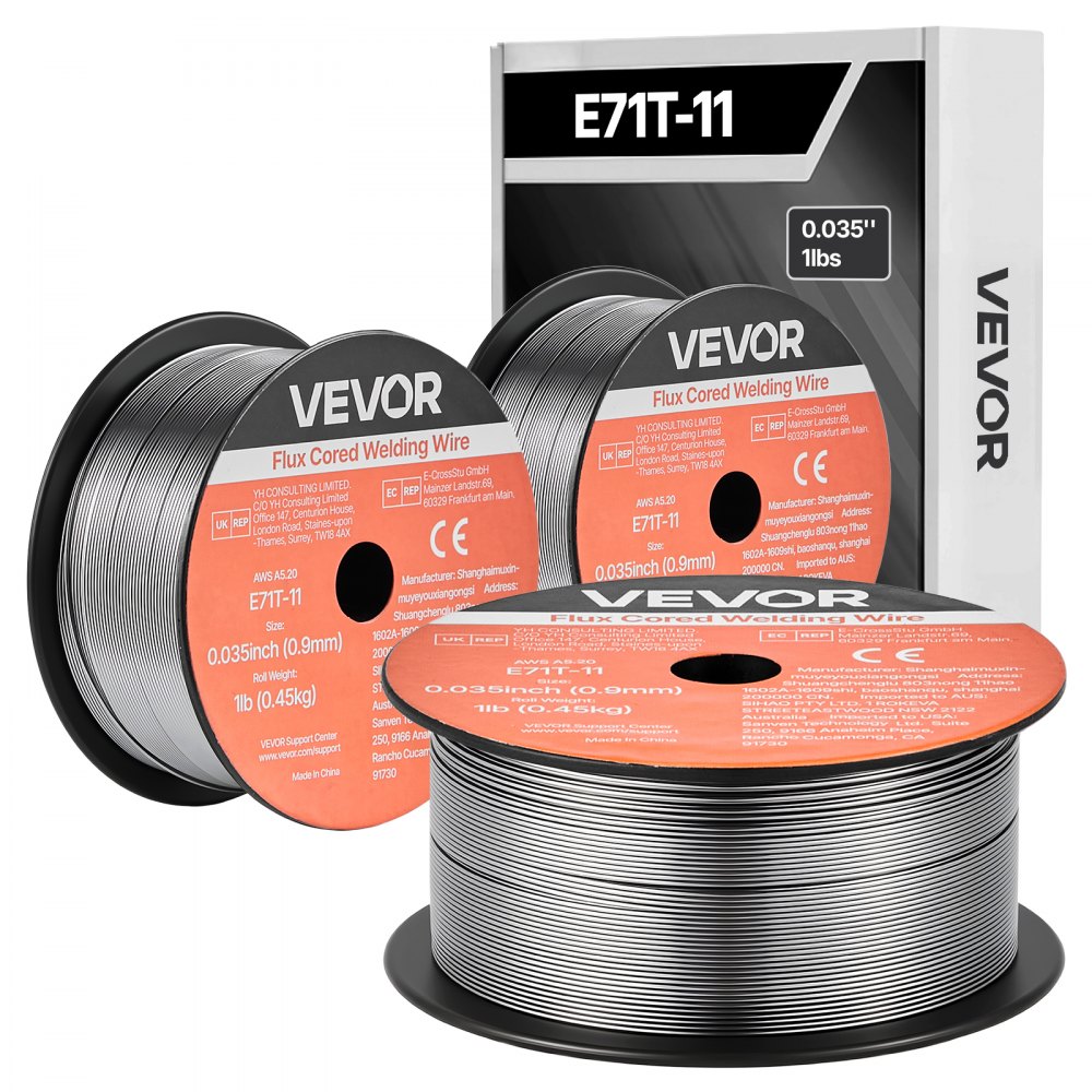 Σύρμα συγκόλλησης MIG VEVOR Flux Core, E71T-11 0,9mm 0,45kg, Σύρμα συγκόλλησης από μαλακό χάλυβα χωρίς αέριο με χαμηλό πιτσίλισμα για συγκόλληση τόξου σε όλες τις θέσεις, αυτοθωρακισμένο για εξωτερική χρήση (συσκευασία 3 ρολών) Σύρμα συγκόλλησης MIG VEVOR Flux Core, E71T-11 0,9mm 0,45kg, Σύρμα συγκόλλησης από μαλακό χάλυβα χωρίς αέριο με χαμηλό πιτσίλισμα για συγκόλληση τόξου σε όλες τις θέσεις, αυτοθωρακισμένο για εξωτερική χρήση (συσκευασία 3 ρολών)