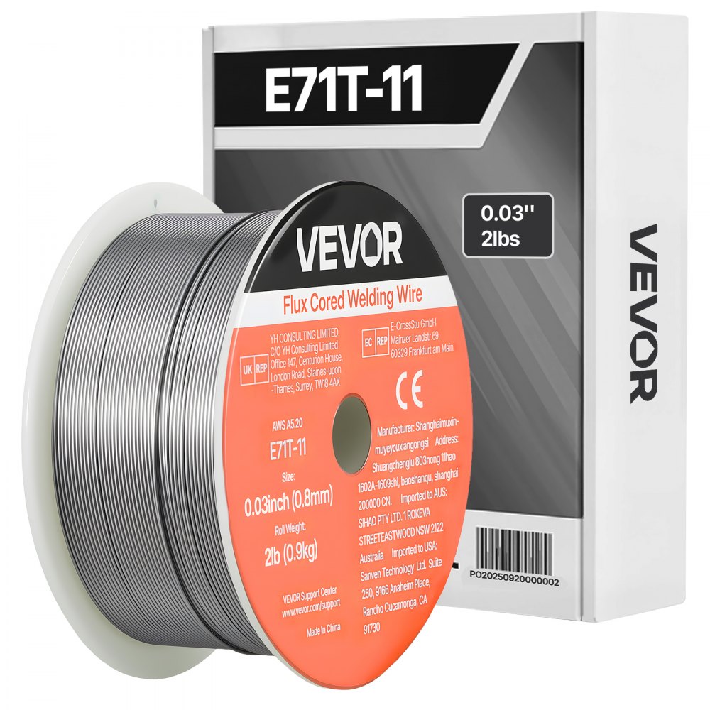 Σύρμα συγκόλλησης MIG VEVOR με πυρήνα ροής, E71T-11 0,8mm 0,9kg, σύρμα συγκόλλησης από μαλακό χάλυβα χωρίς αέριο με χαμηλό πιτσίλισμα για συγκόλληση τόξου σε όλες τις θέσεις, αυτοθωρακισμένο για εξωτερική χρήση Σύρμα συγκόλλησης MIG VEVOR με πυρήνα ροής, E71T-11 0,8mm 0,9kg, σύρμα συγκόλλησης από μαλακό χάλυβα χωρίς αέριο με χαμηλό πιτσίλισμα για συγκόλληση τόξου σε όλες τις θέσεις, αυτοθωρακισμένο για εξωτερική χρήση