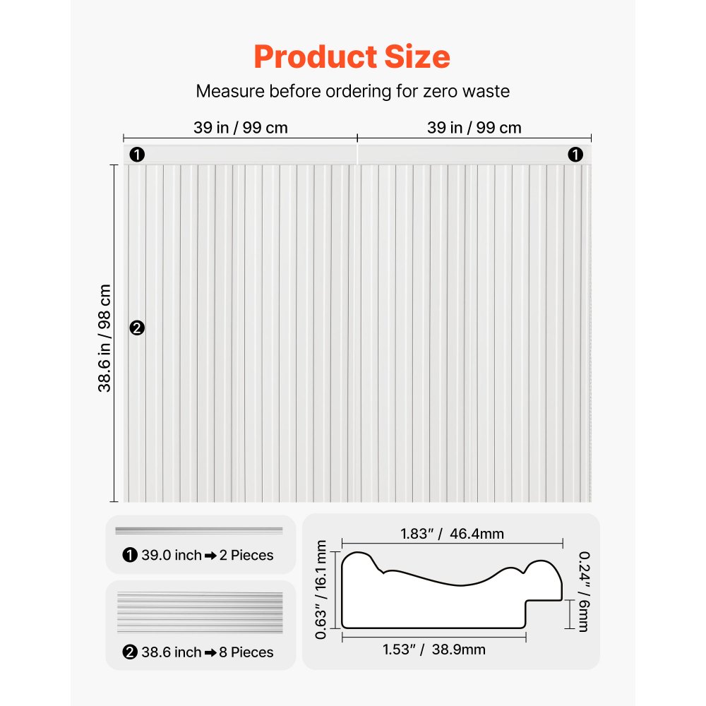 Κιτ επένδυσης τοίχου VEVOR, πάνελ επένδυσης τοίχου, ελαφρύ βαφόμενο πολυστυρένιο, εύκολο στην εγκατάσταση, φαρδύ & στενό διακοσμητικό τοίχου για εσωτερική διακόσμηση σαλονιού, υπνοδωματίου, σπιτιού, λευκό (197 x 98 cm) Κιτ επένδυσης τοίχου VEVOR, πάνελ επένδυσης τοίχου, ελαφρύ βαφόμενο πολυστυρένιο, εύκολο στην εγκατάσταση, φαρδύ & στενό διακοσμητικό τοίχου για εσωτερική διακόσμηση σαλονιού, υπνοδωματίου, σπιτιού, λευκό (197 x 98 cm)