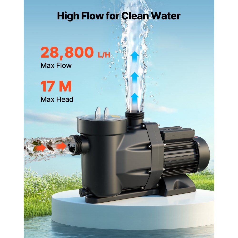 Αντλία πισίνας VEVOR, 1300W, μέγιστη ροή 28.800 L/H, αντλία πισίνας μονής ταχύτητας, AC 220-240V, 2850 RPM, μέγιστη μανομετρική βαλβίδα 17 m, με χρονοδιακόπτη 24 ωρών και καλάθι φίλτρου, για υπέργειες και εντοιχισμένες πισίνες, υδρομασάζ, σπα Αντλία πισίνας VEVOR, 1300W, μέγιστη ροή 28.800 L/H, αντλία πισίνας μονής ταχύτητας, AC 220-240V, 2850 RPM, μέγιστη μανομετρική βαλβίδα 17 m, με χρονοδιακόπτη 24 ωρών και καλάθι φίλτρου, για υπέργειες και εντοιχισμένες πισίνες, υδρομασάζ, σπα