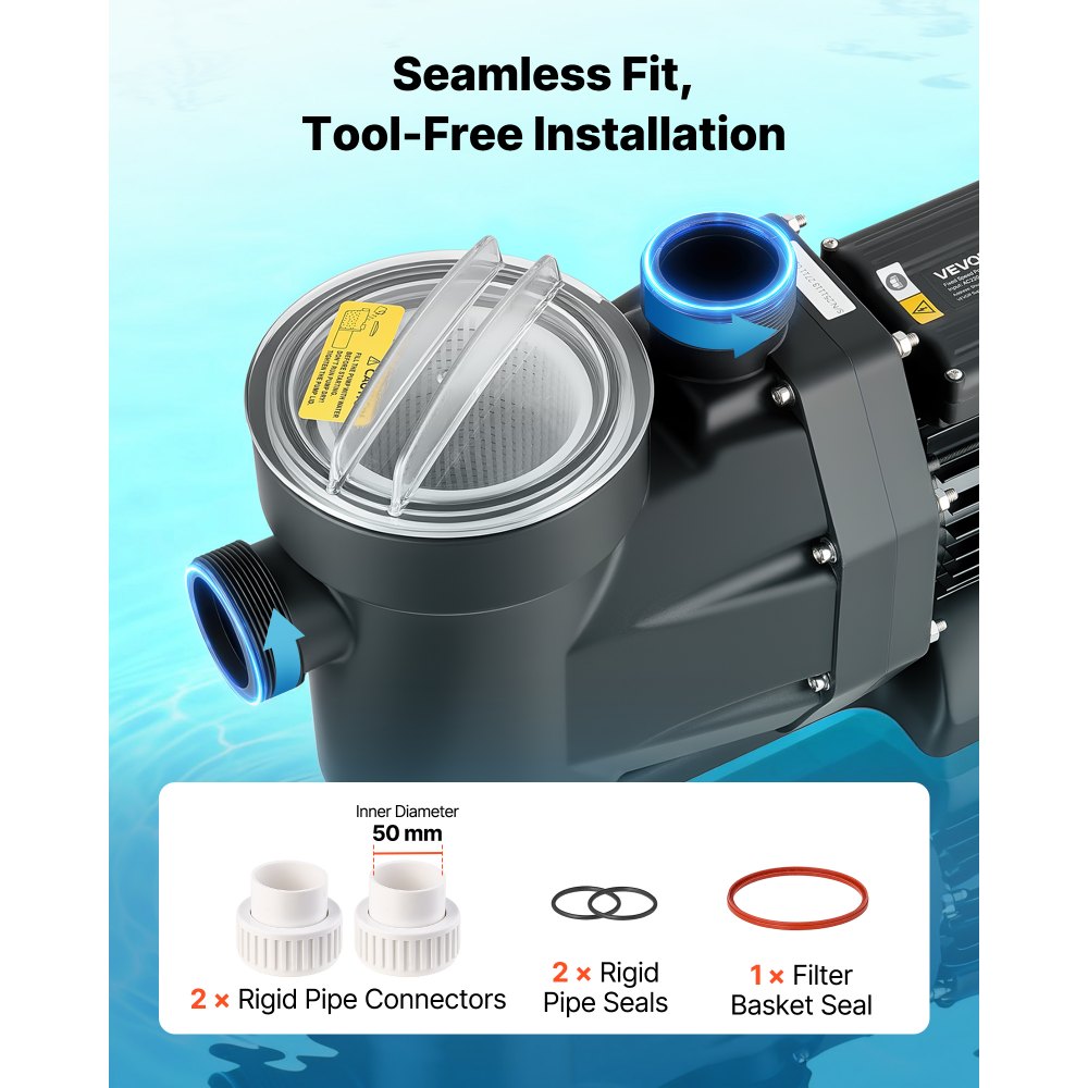 Αντλία πισίνας VEVOR, 1300W, μέγιστη ροή 28.800 L/H, αντλία πισίνας μονής ταχύτητας, AC 220-240V, 2850 RPM, μέγιστη μανομετρική βαλβίδα 17 m, με χρονοδιακόπτη 24 ωρών και καλάθι φίλτρου, για υπέργειες και εντοιχισμένες πισίνες, υδρομασάζ, σπα Αντλία πισίνας VEVOR, 1300W, μέγιστη ροή 28.800 L/H, αντλία πισίνας μονής ταχύτητας, AC 220-240V, 2850 RPM, μέγιστη μανομετρική βαλβίδα 17 m, με χρονοδιακόπτη 24 ωρών και καλάθι φίλτρου, για υπέργειες και εντοιχισμένες πισίνες, υδρομασάζ, σπα