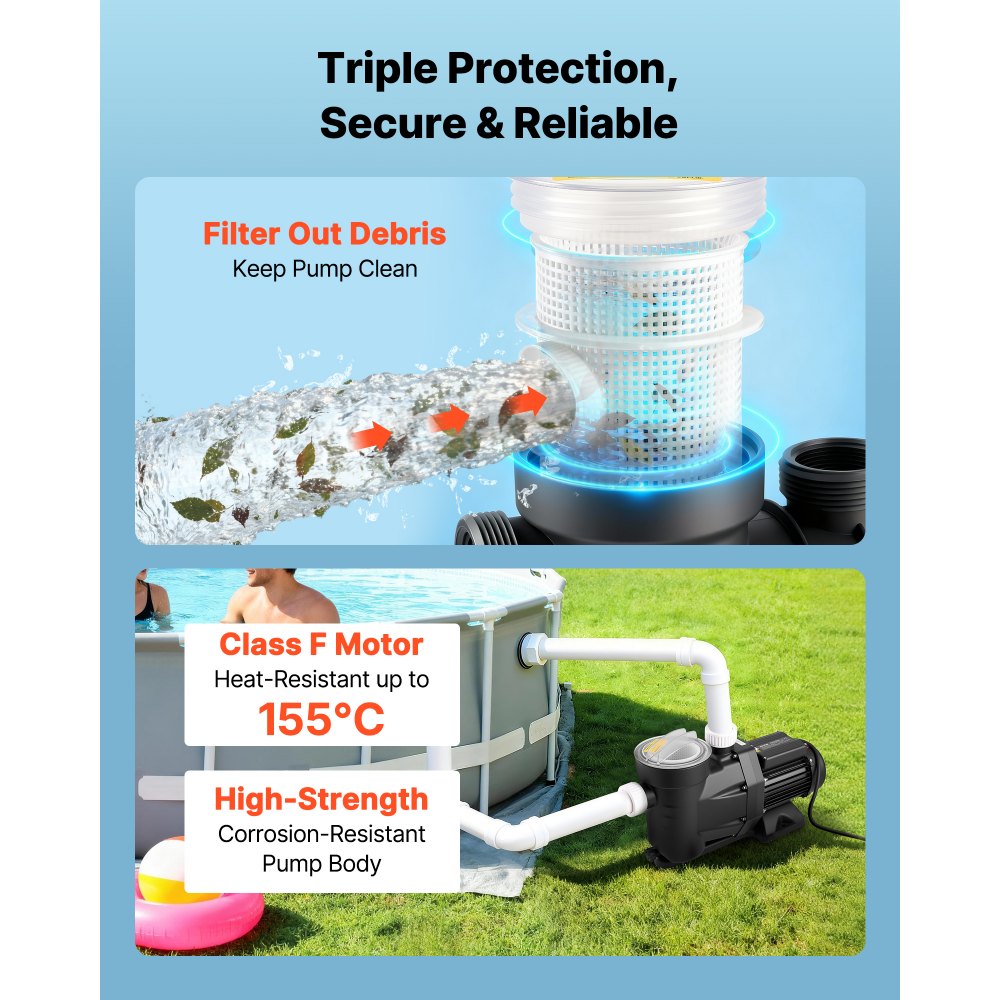 Αντλία πισίνας VEVOR, 1300W, μέγιστη ροή 28.800 L/H, αντλία πισίνας μονής ταχύτητας, AC 220-240V, 2850 RPM, μέγιστη μανομετρική βαλβίδα 17 m, με χρονοδιακόπτη 24 ωρών και καλάθι φίλτρου, για υπέργειες και εντοιχισμένες πισίνες, υδρομασάζ, σπα Αντλία πισίνας VEVOR, 1300W, μέγιστη ροή 28.800 L/H, αντλία πισίνας μονής ταχύτητας, AC 220-240V, 2850 RPM, μέγιστη μανομετρική βαλβίδα 17 m, με χρονοδιακόπτη 24 ωρών και καλάθι φίλτρου, για υπέργειες και εντοιχισμένες πισίνες, υδρομασάζ, σπα