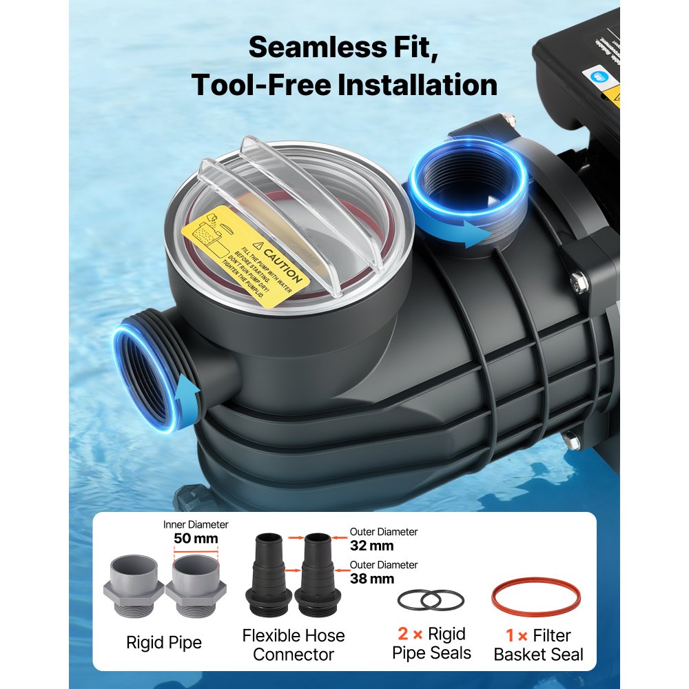Αντλία πισίνας VEVOR Υπέργεια, 180W, Μέγιστη ροή 10.800 L/H, Μονή ταχύτητα, AC 220-240V, 2850 RPM, Μέγιστη ανύψωση κεφαλής 8 m, με καλάθι φίλτρου και καπάκι, για υπέργειες πισίνες, υδρομασάζ και σπα Αντλία πισίνας VEVOR Υπέργεια, 180W, Μέγιστη ροή 10.800 L/H, Μονή ταχύτητα, AC 220-240V, 2850 RPM, Μέγιστη ανύψωση κεφαλής 8 m, με καλάθι φίλτρου και καπάκι, για υπέργειες πισίνες, υδρομασάζ και σπα