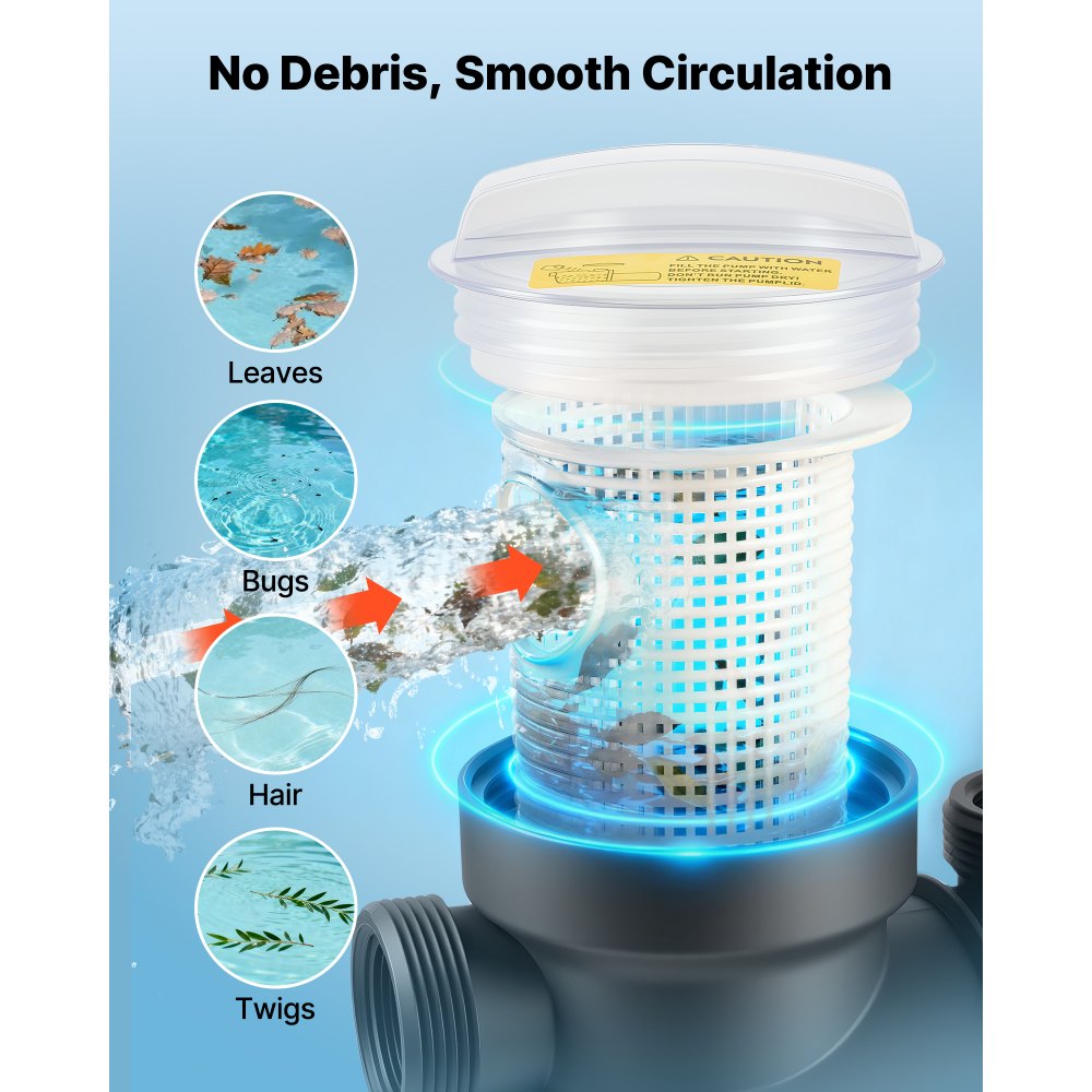 Αντλία πισίνας VEVOR Υπέργεια, 250W, Μέγιστη ροή 11.700 L/H, Μονή ταχύτητα, AC 220-240V, 2850 RPM, Μέγιστη ανύψωση κεφαλής 8 m, με καλάθι φίλτρου και καπάκι, για υπέργειες πισίνες, υδρομασάζ και σπα Αντλία πισίνας VEVOR Υπέργεια, 250W, Μέγιστη ροή 11.700 L/H, Μονή ταχύτητα, AC 220-240V, 2850 RPM, Μέγιστη ανύψωση κεφαλής 8 m, με καλάθι φίλτρου και καπάκι, για υπέργειες πισίνες, υδρομασάζ και σπα