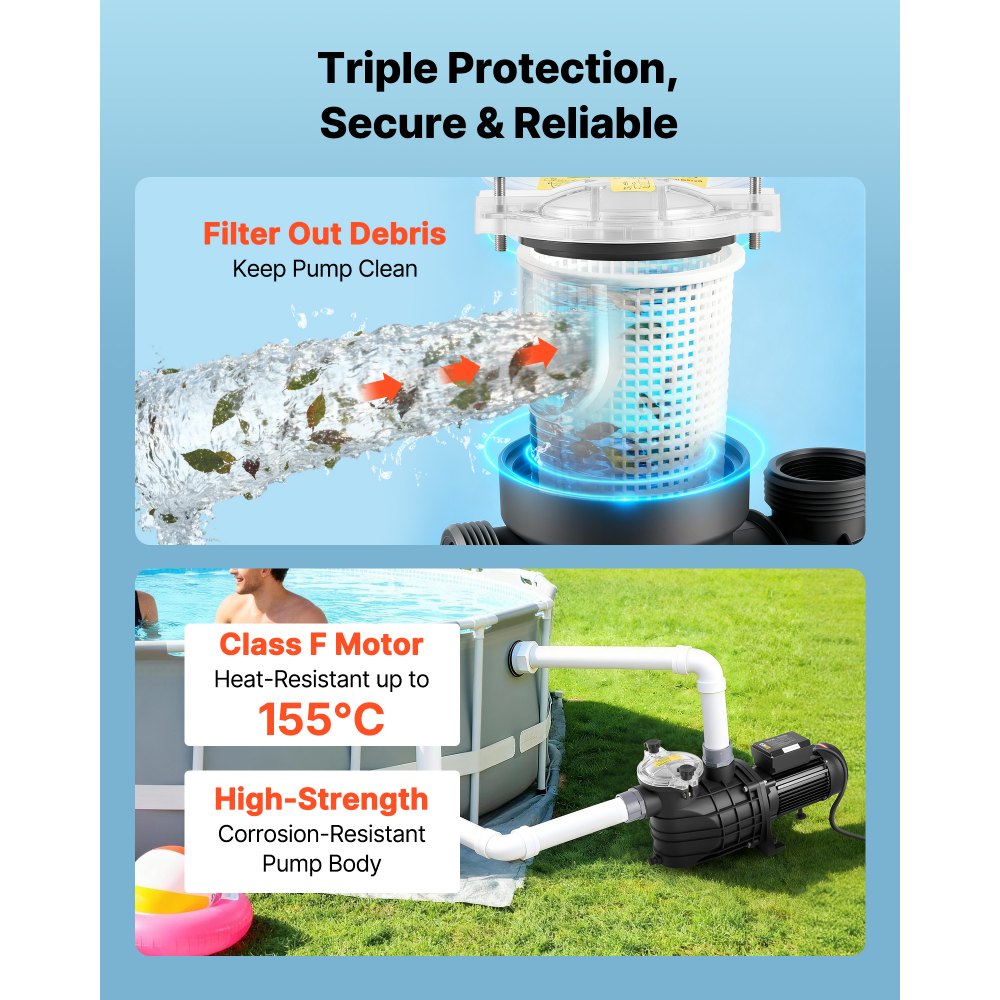 Αντλία πισίνας VEVOR, 3000W, μέγιστη ροή 35.000 L/H, αντλία πισίνας μονής ταχύτητας, AC 220-240V, 2860 σ.α.λ., μέγιστη μανομετρική βαλβίδα 19 m, με χρονοδιακόπτη 24 ωρών και καλάθι φίλτρου, για υπέργειες και εντοιχισμένες πισίνες, υδρομασάζ, σπα Αντλία πισίνας VEVOR, 3000W, μέγιστη ροή 35.000 L/H, αντλία πισίνας μονής ταχύτητας, AC 220-240V, 2860 σ.α.λ., μέγιστη μανομετρική βαλβίδα 19 m, με χρονοδιακόπτη 24 ωρών και καλάθι φίλτρου, για υπέργειες και εντοιχισμένες πισίνες, υδρομασάζ, σπα