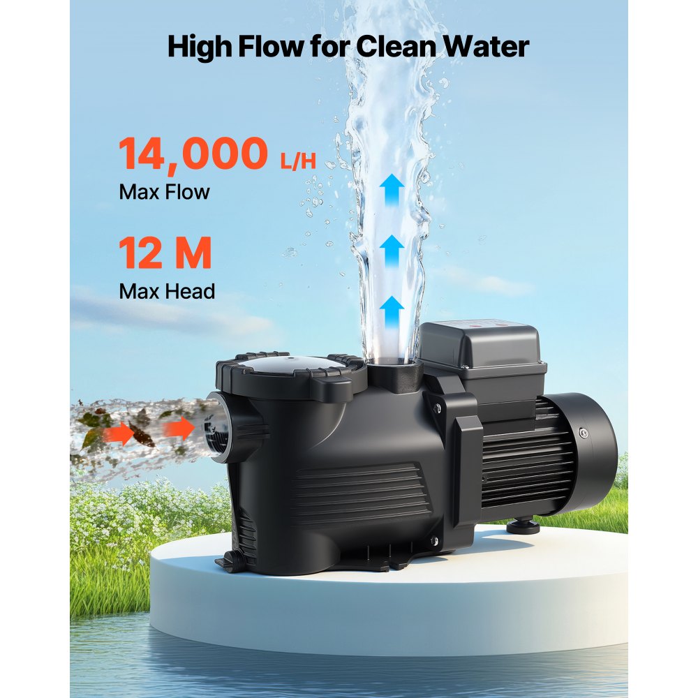 Αντλία πισίνας VEVOR, 550W, μέγιστη ροή 14.000 L/H, αντλία πισίνας μονής ταχύτητας, AC 220-240V, 3450 RPM, μέγιστη κεφαλή 12 m, με χρονοδιακόπτη 24 ωρών και καλάθι φίλτρου, για υπέργειες και εντοιχισμένες πισίνες, υδρομασάζ, σπα Αντλία πισίνας VEVOR, 550W, μέγιστη ροή 14.000 L/H, αντλία πισίνας μονής ταχύτητας, AC 220-240V, 3450 RPM, μέγιστη κεφαλή 12 m, με χρονοδιακόπτη 24 ωρών και καλάθι φίλτρου, για υπέργειες και εντοιχισμένες πισίνες, υδρομασάζ, σπα